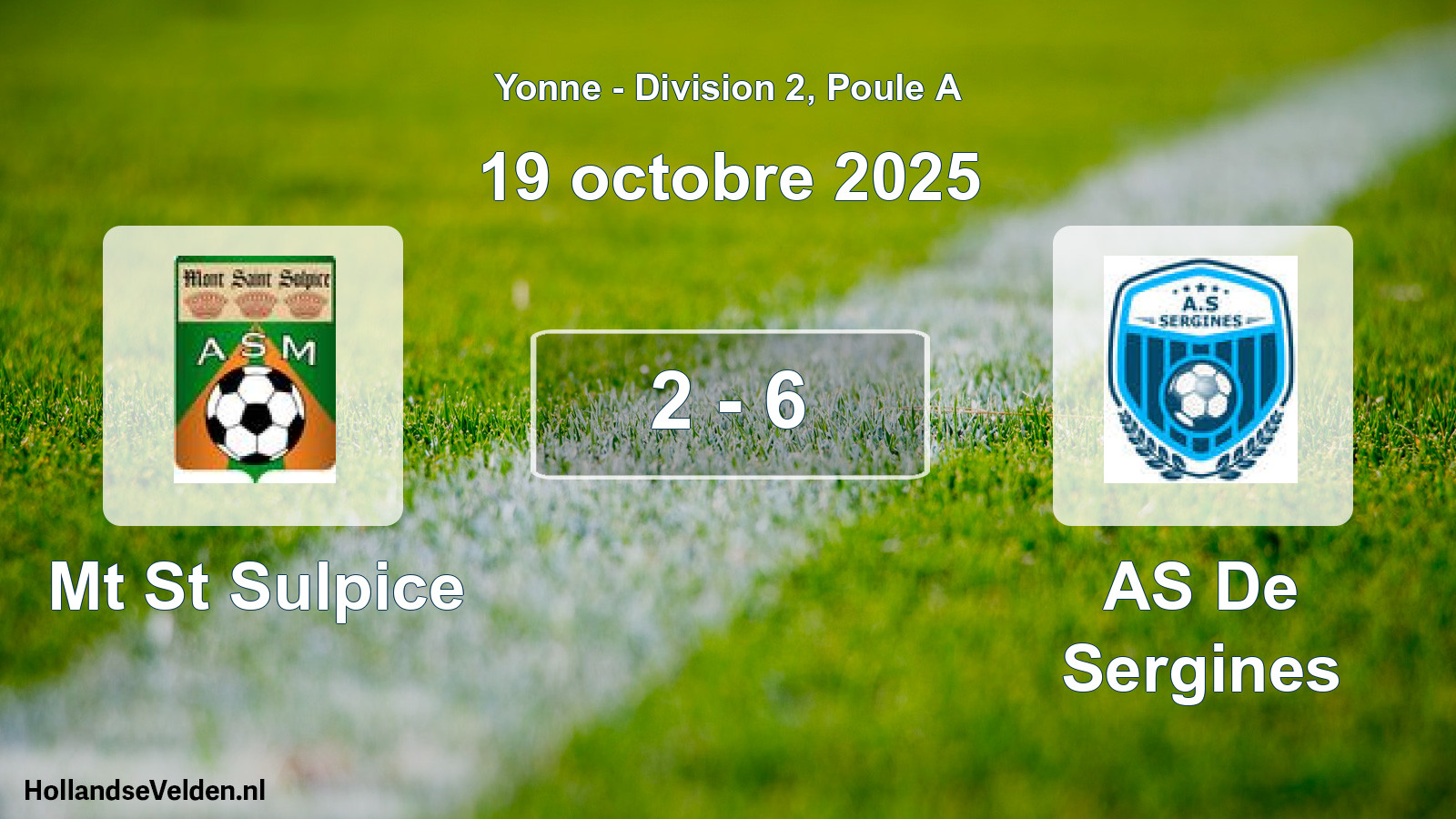 Total number of matches played: Mt St Sulpice - AS De Sergines 2 - 6 (19 October 2025)