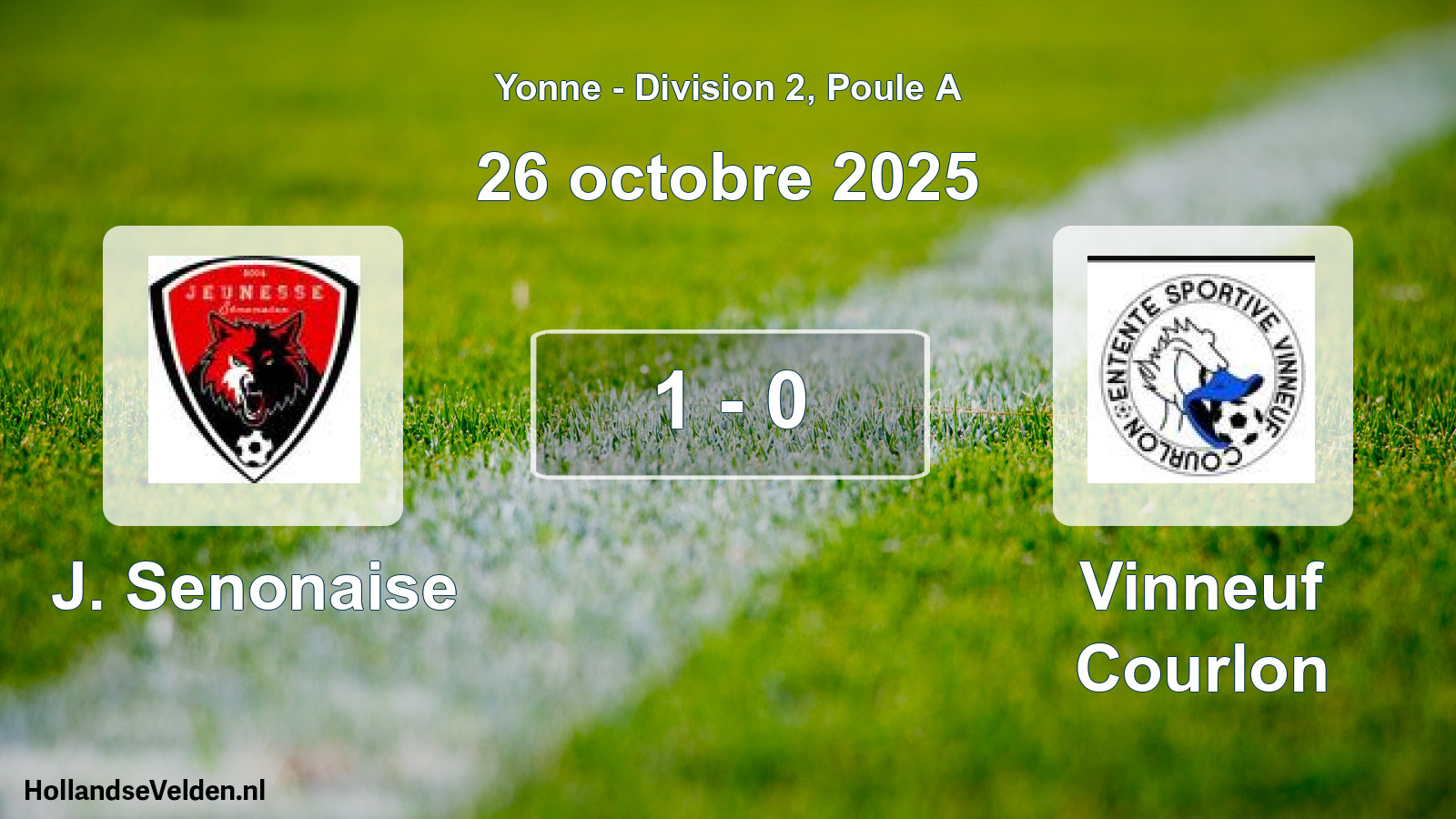 Match joué: J. Senonaise - Vinneuf Courlon 1 - 0 (26 octobre 2025)
