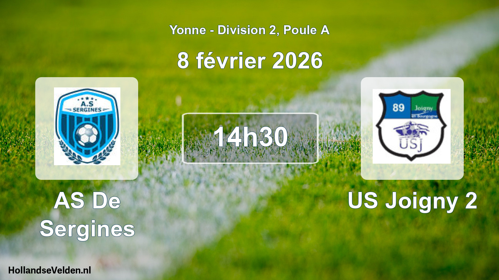 Match programmé: AS De Sergines - US Joigny 2 (8 février 2026)