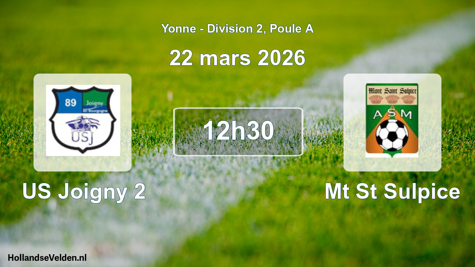Match programmé: US Joigny 2 - Mt St Sulpice (22 mars 2026)