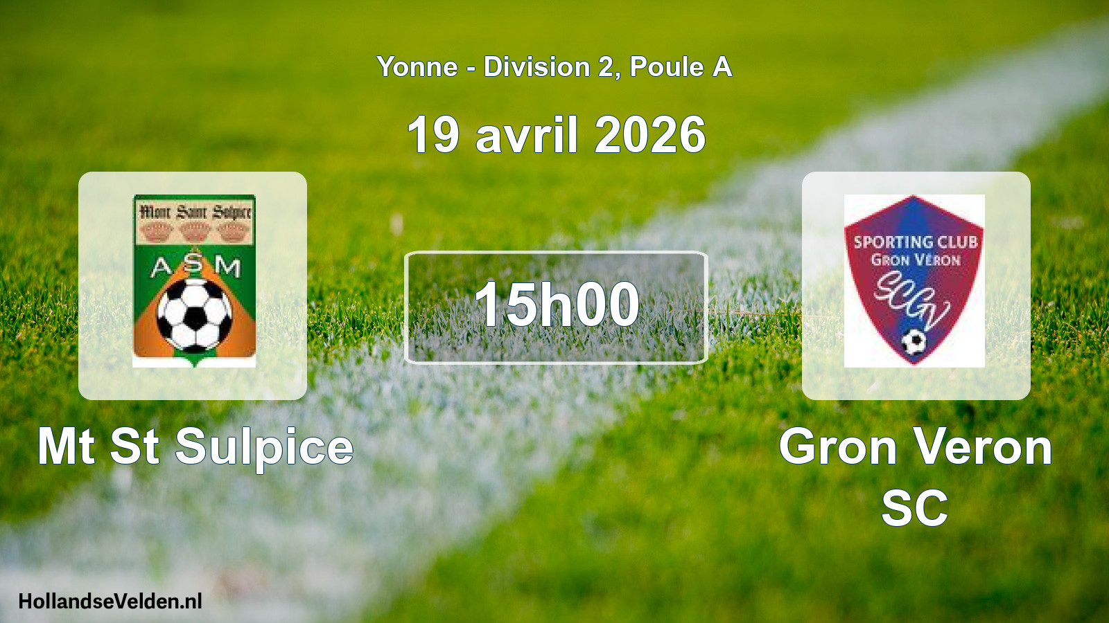 Scheduled Match: Mt St Sulpice - Gron Veron SC (19 April 2026)