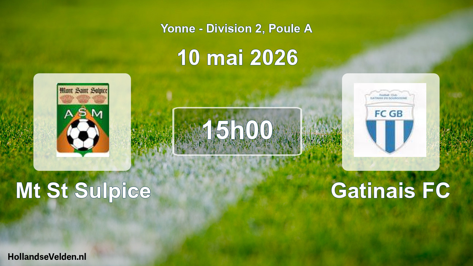 Match programmé: Mt St Sulpice - Gatinais FC (10 mai 2026)