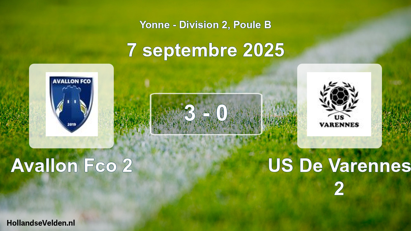 Total number of matches played: Avallon Fco 2 - US De Varennes 2 3 - 0 (7 September 2025)