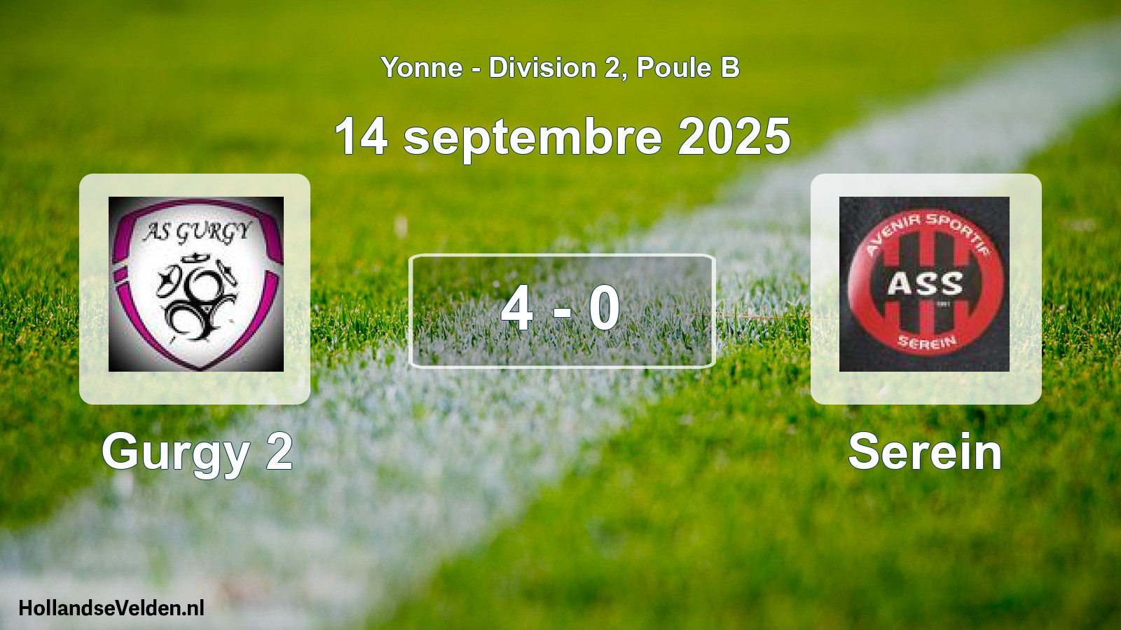 Match joué: Gurgy 2 - Serein 4 - 0 (14 septembre 2025)
