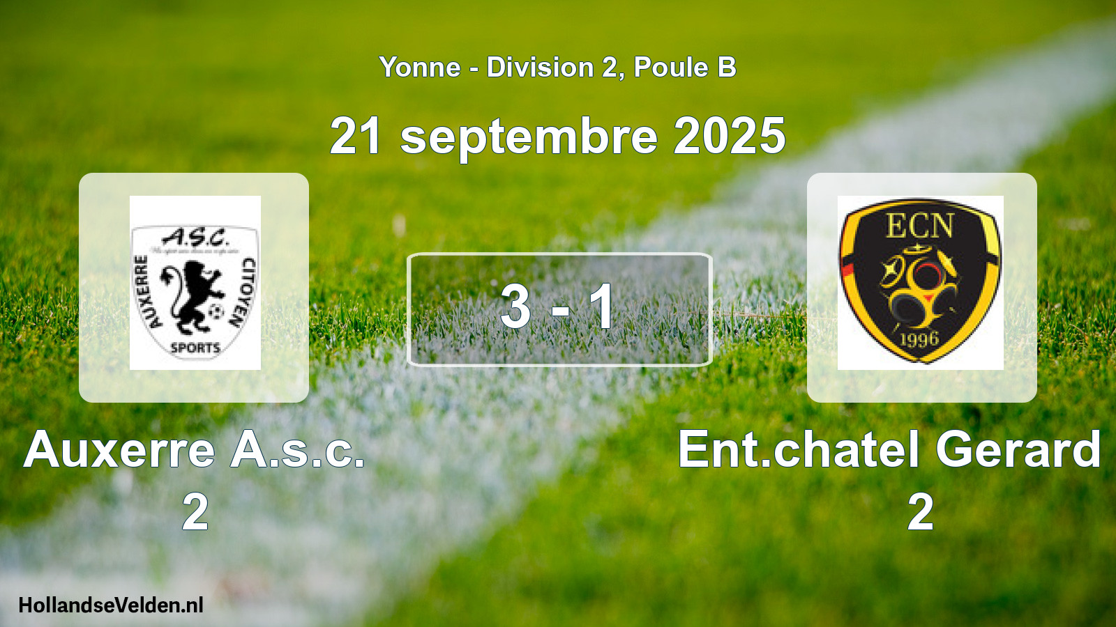 Gespeelde wedstrijd: Auxerre A.s.c. 2 - Ent.chatel Gerard Et 2 3 - 1 (21 september 2025)