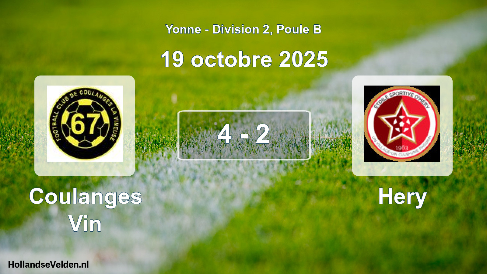 Match joué: Coulanges Vin - Hery 4 - 2 (19 octobre 2025)