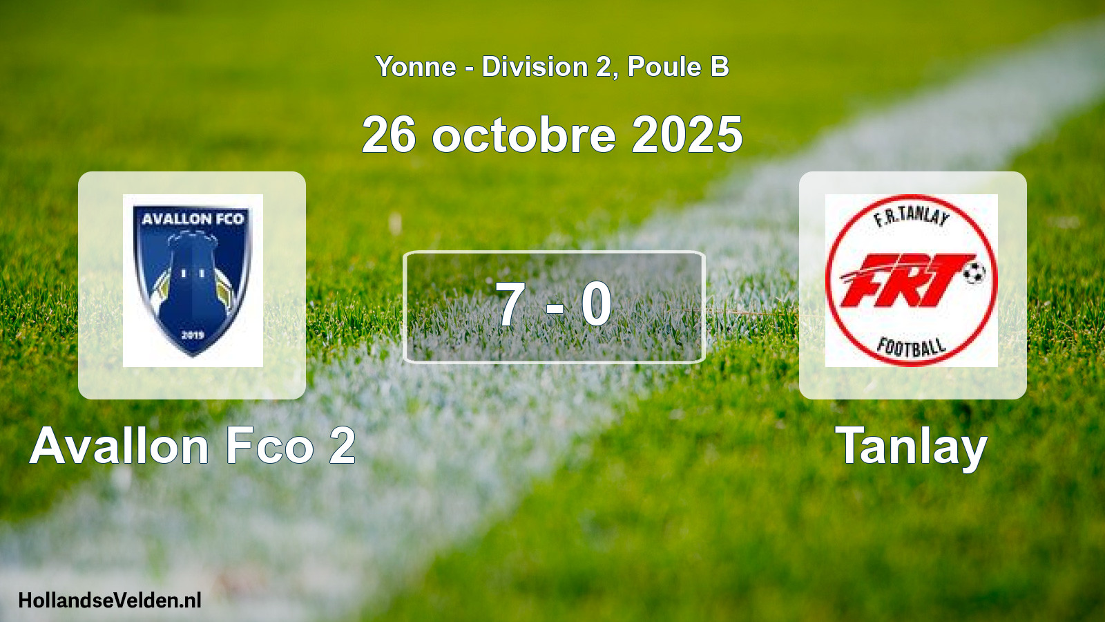 Match joué: Avallon Fco 2 - Tanlay 7 - 0 (26 octobre 2025)