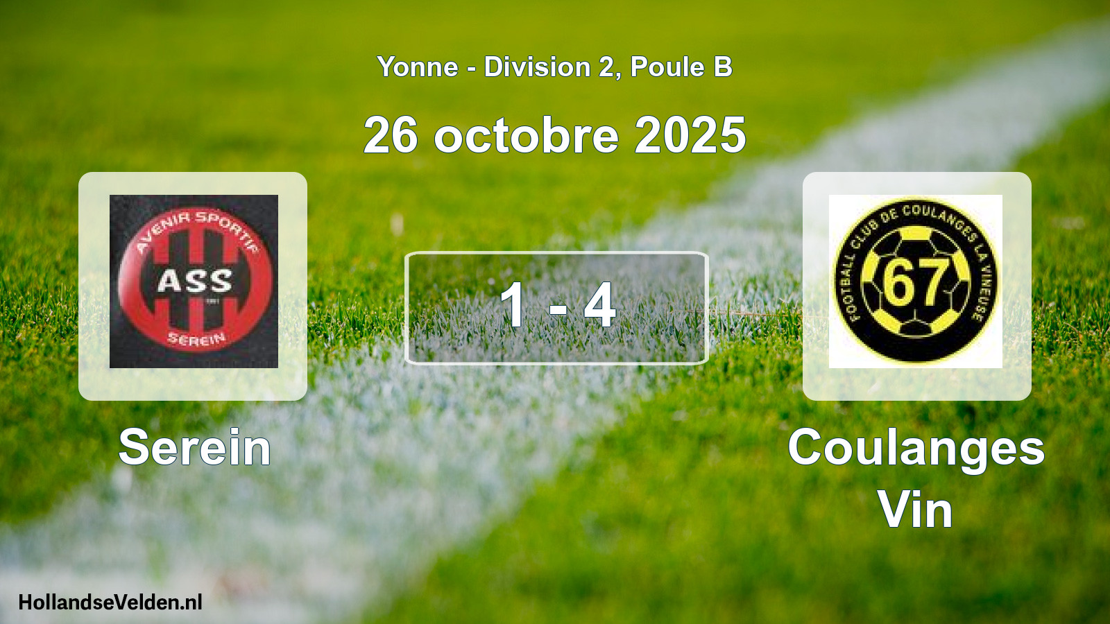 Match joué: Serein - Coulanges Vin 1 - 4 (26 octobre 2025)