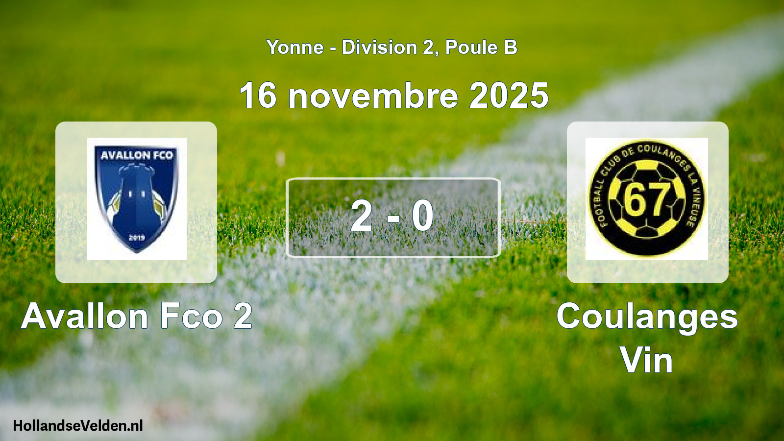 Match joué: Avallon Fco 2 - Coulanges Vin 2 - 0 (16 novembre 2025)