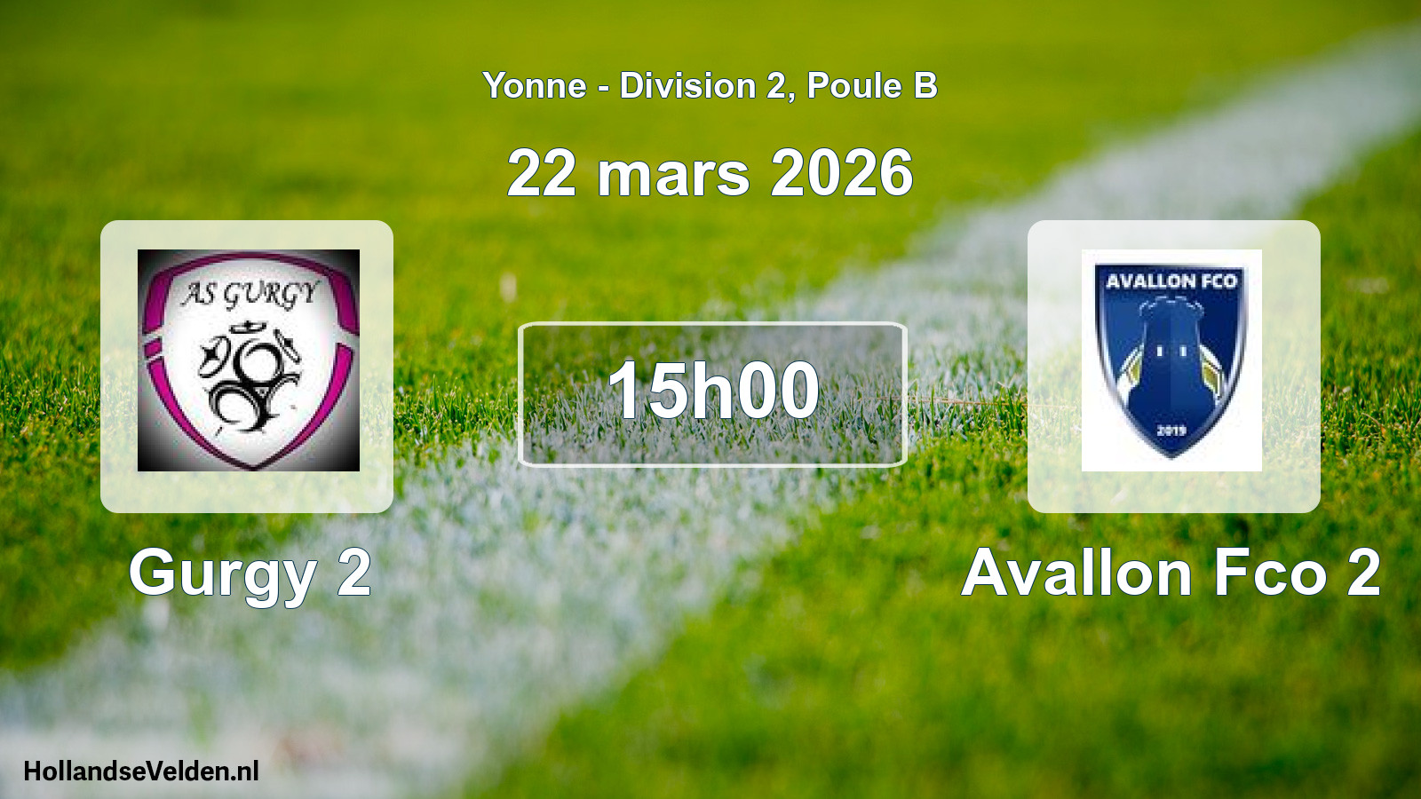 Match programmé: Gurgy 2 - Avallon Fco 2 (22 mars 2026)