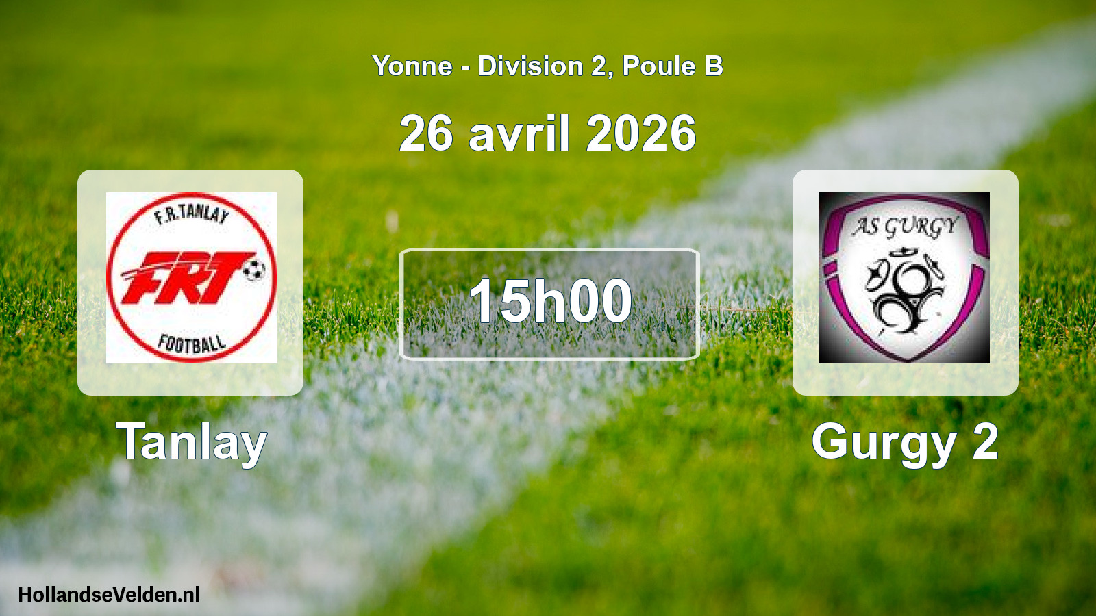Match programmé: Tanlay - Gurgy 2 (26 avril 2026)