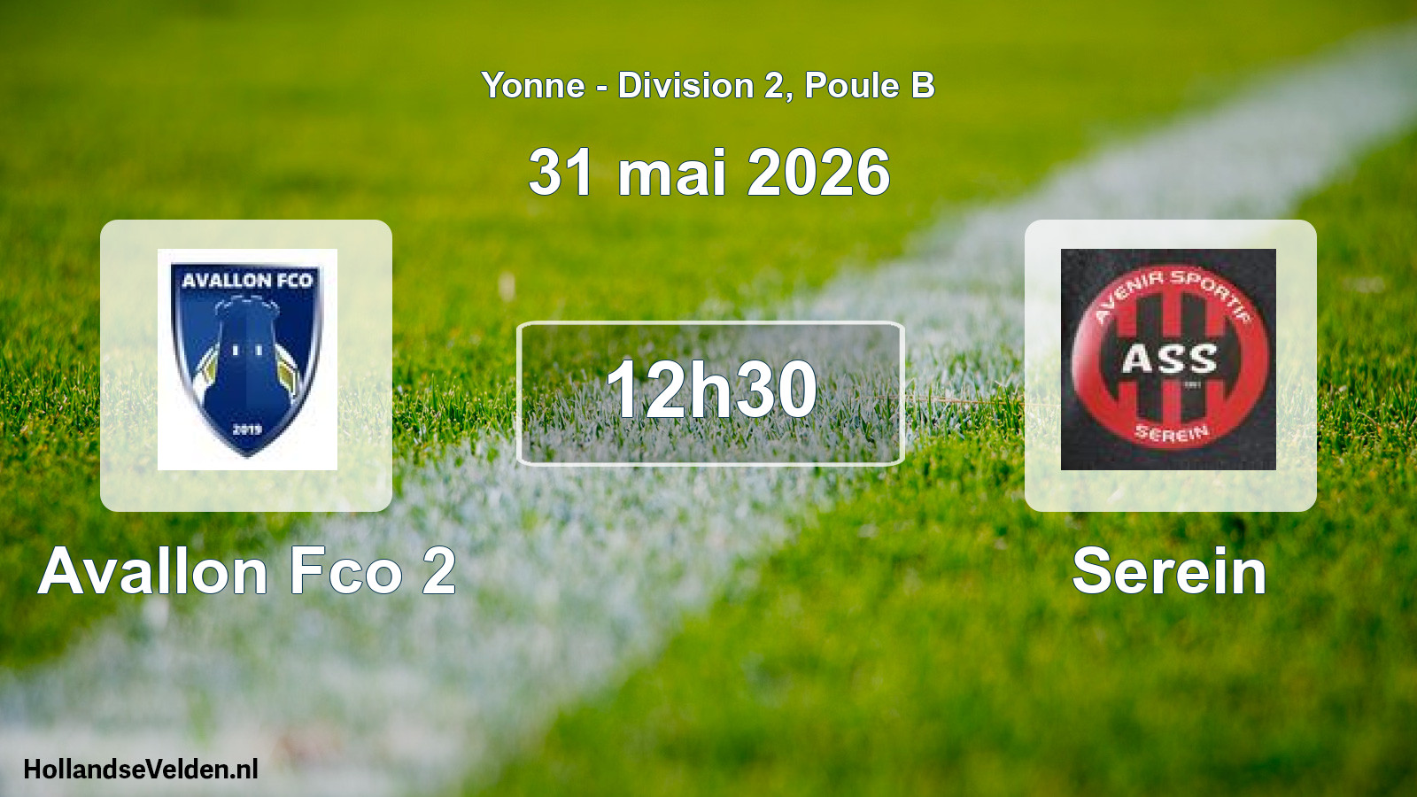 Match programmé: Avallon Fco 2 - Serein (31 mai 2026)