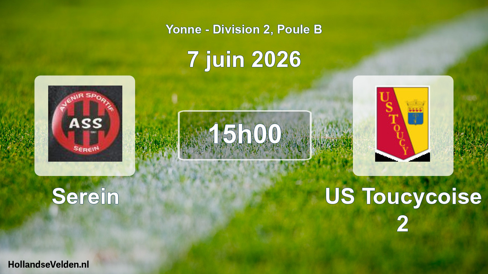 Match programmé: Serein - US Toucycoise 2 (7 juin 2026)