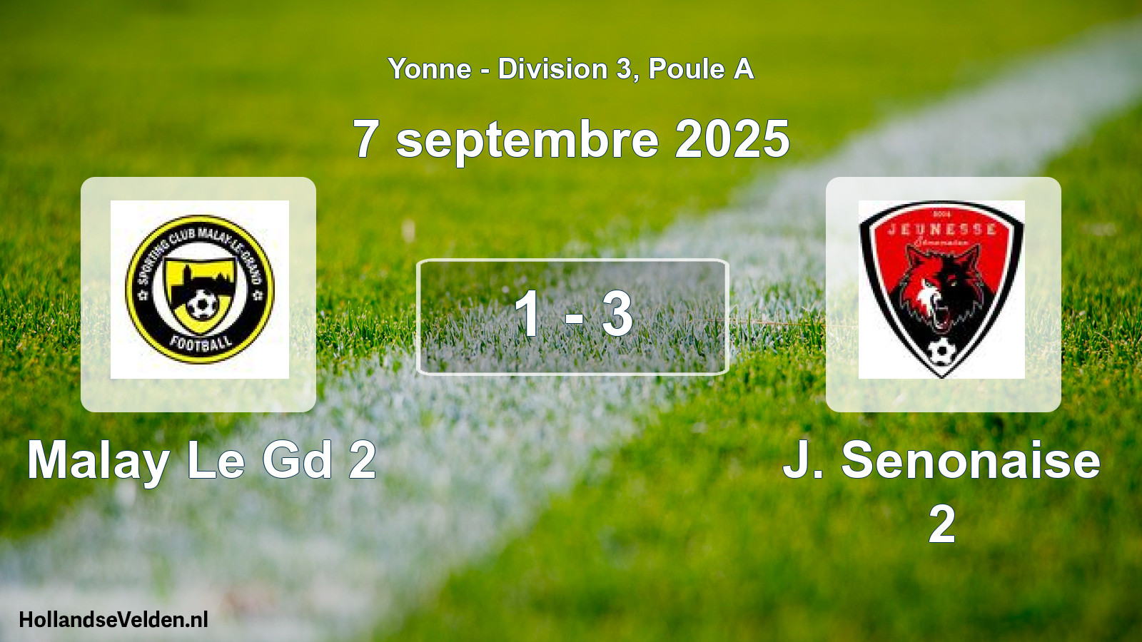 Match joué: Malay Le Gd 2 - J. Senonaise 2 1 - 3 (7 septembre 2025)