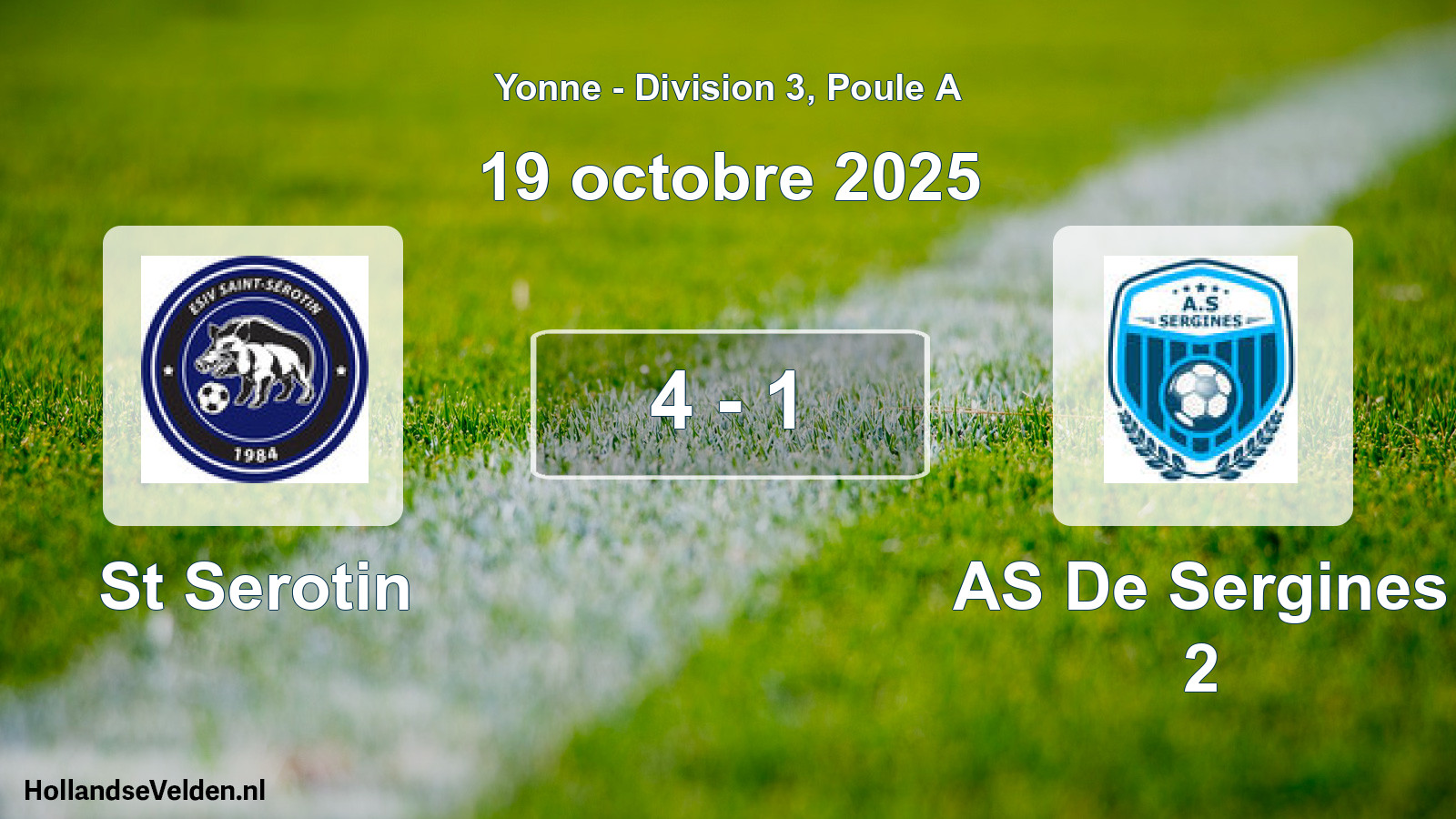 Total number of matches played: St Serotin - AS De Sergines 2 4 - 1 (19 October 2025)