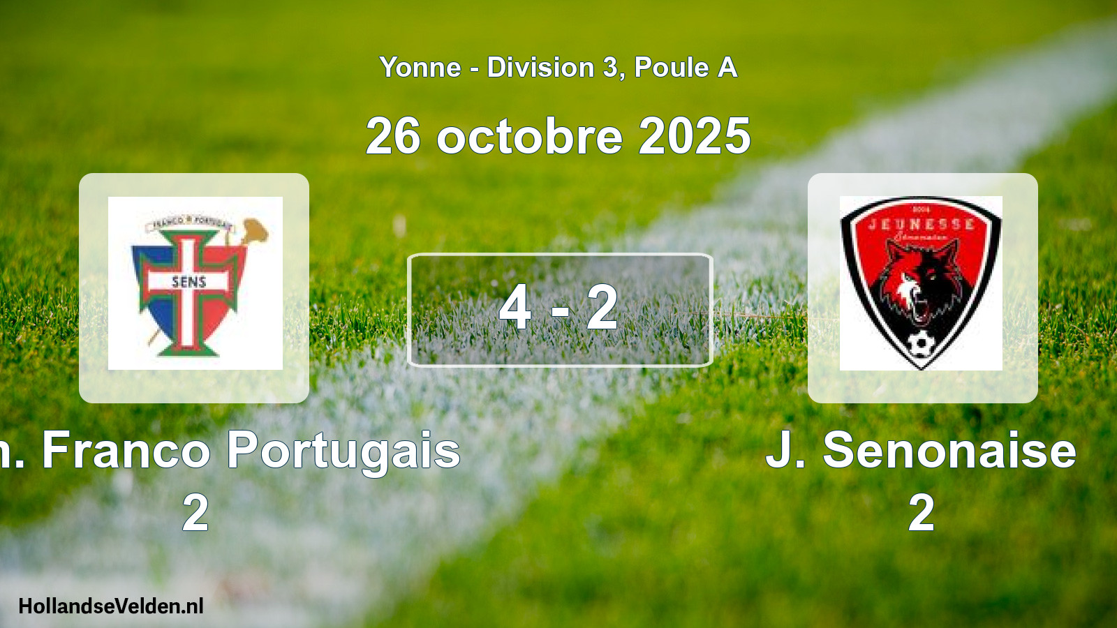 Match joué: Am. Franco Portugais 2 - J. Senonaise 2 4 - 2 (26 octobre 2025)