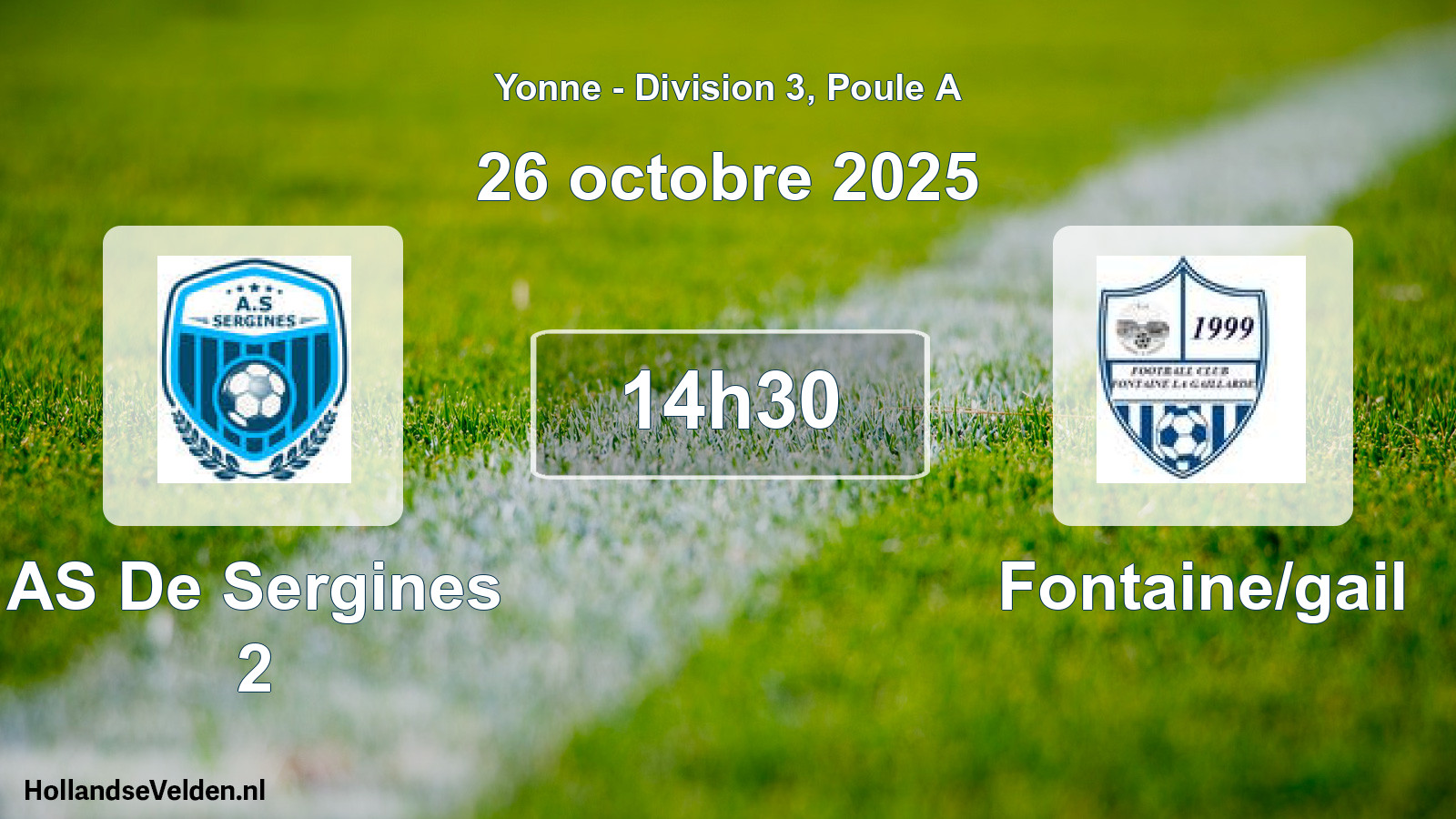 Match programmé: AS De Sergines 2 - Fontaine/gail (26 octobre 2025)