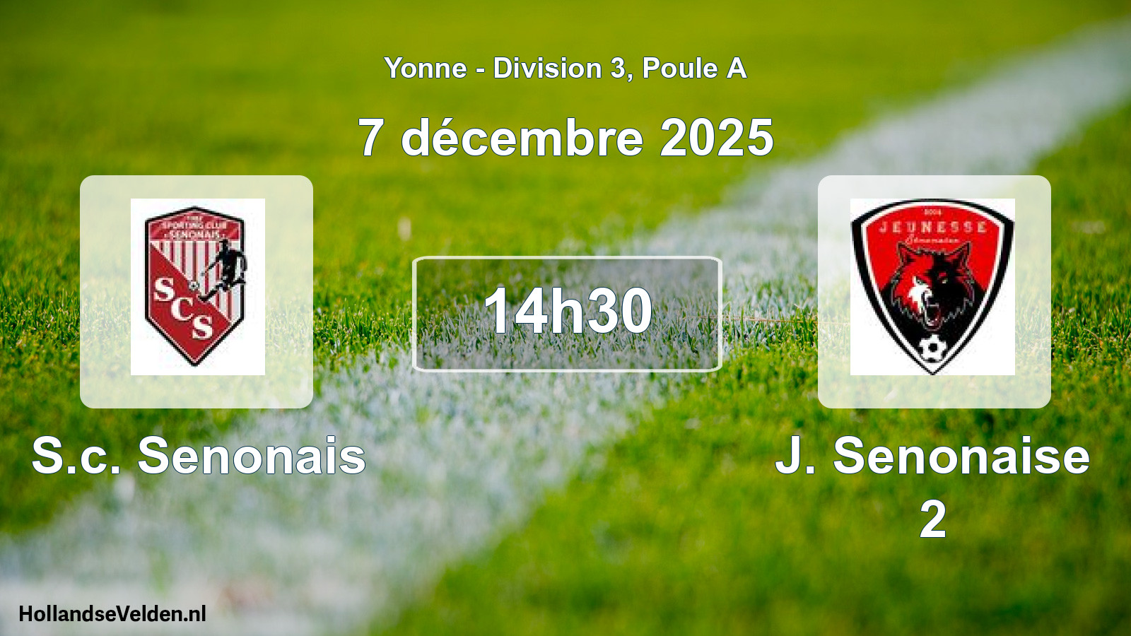 Match programmé: S.c. Senonais - J. Senonaise 2 (7 décembre 2025)
