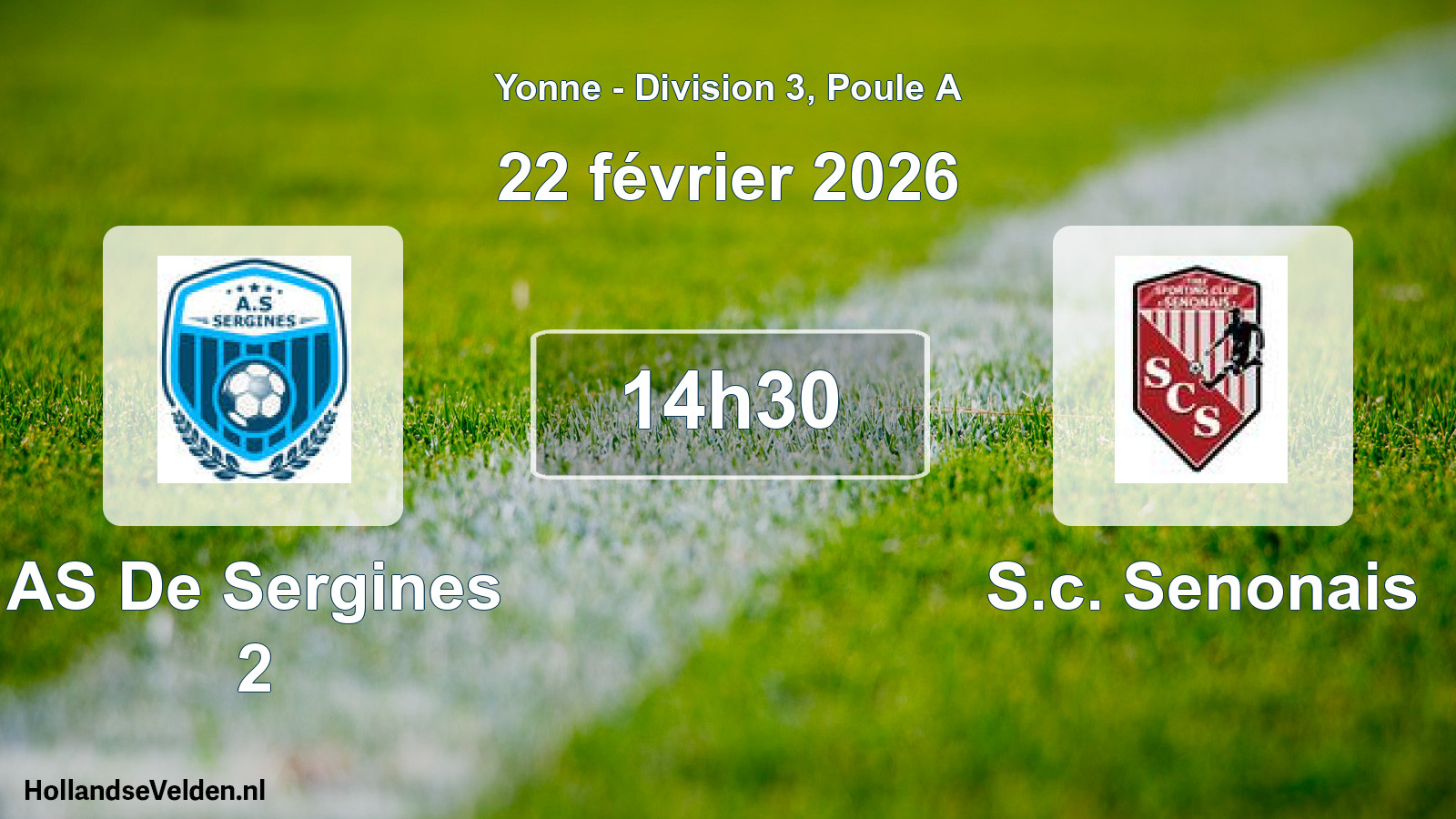 Match programmé: AS De Sergines 2 - S.c. Senonais (22 février 2026)