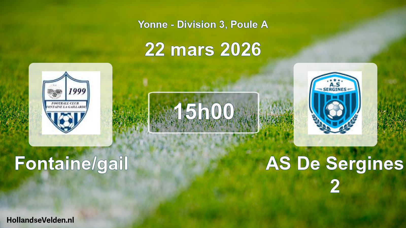 Match programmé: Fontaine/gail - AS De Sergines 2 (22 mars 2026)