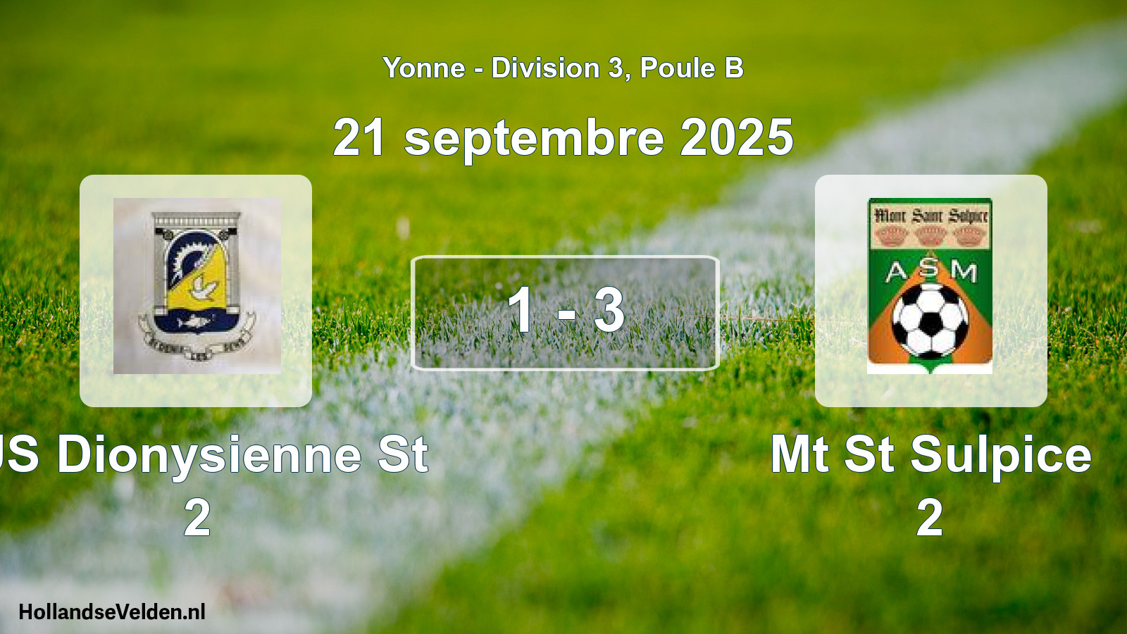 Total number of matches played: US Dionysienne St 2 - Mt St Sulpice 2 1 - 3 (21 September 2025)