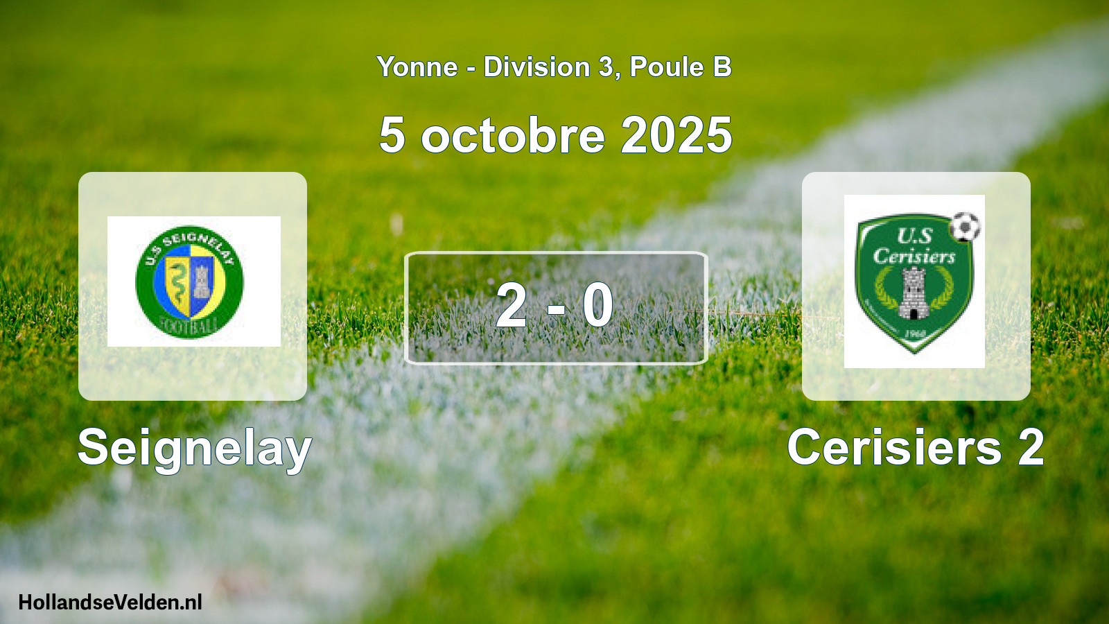 Total number of matches played: Seignelay - Cerisiers 2 2 - 0 (5 October 2025)