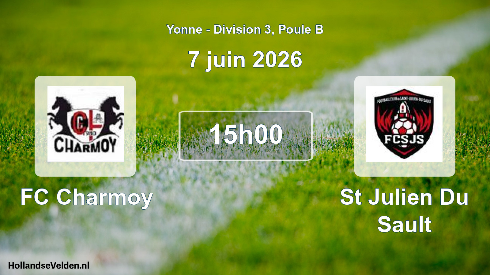 Geplande wedstrijd: FC Charmoy - St Julien Du Sault (7 juni 2026)