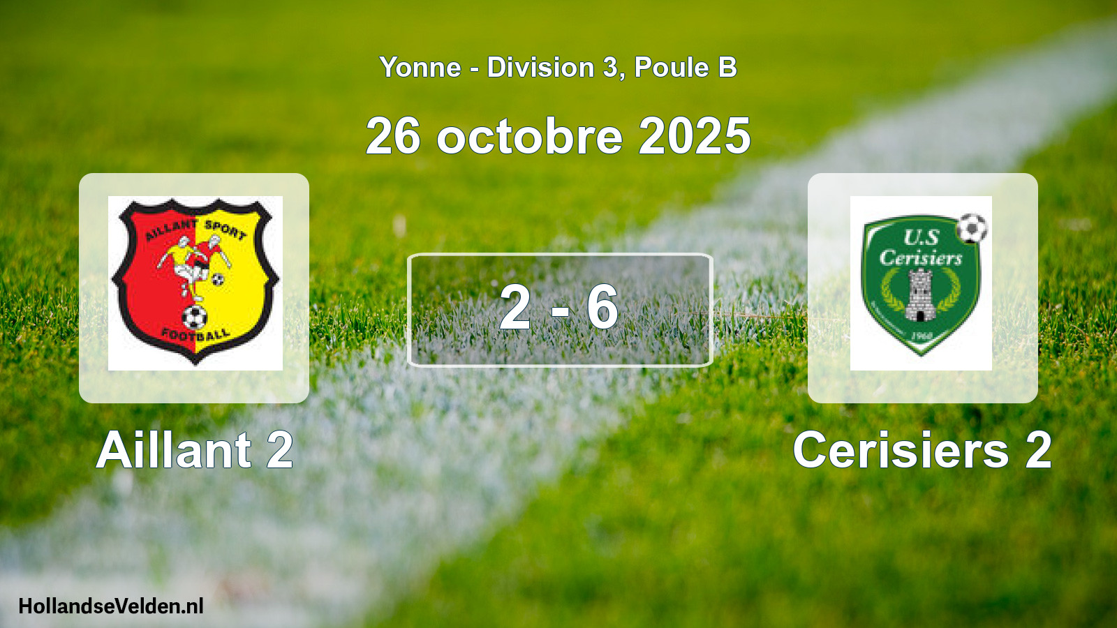 Total number of matches played: Aillant 2 - Cerisiers 2 2 - 6 (26 October 2025)