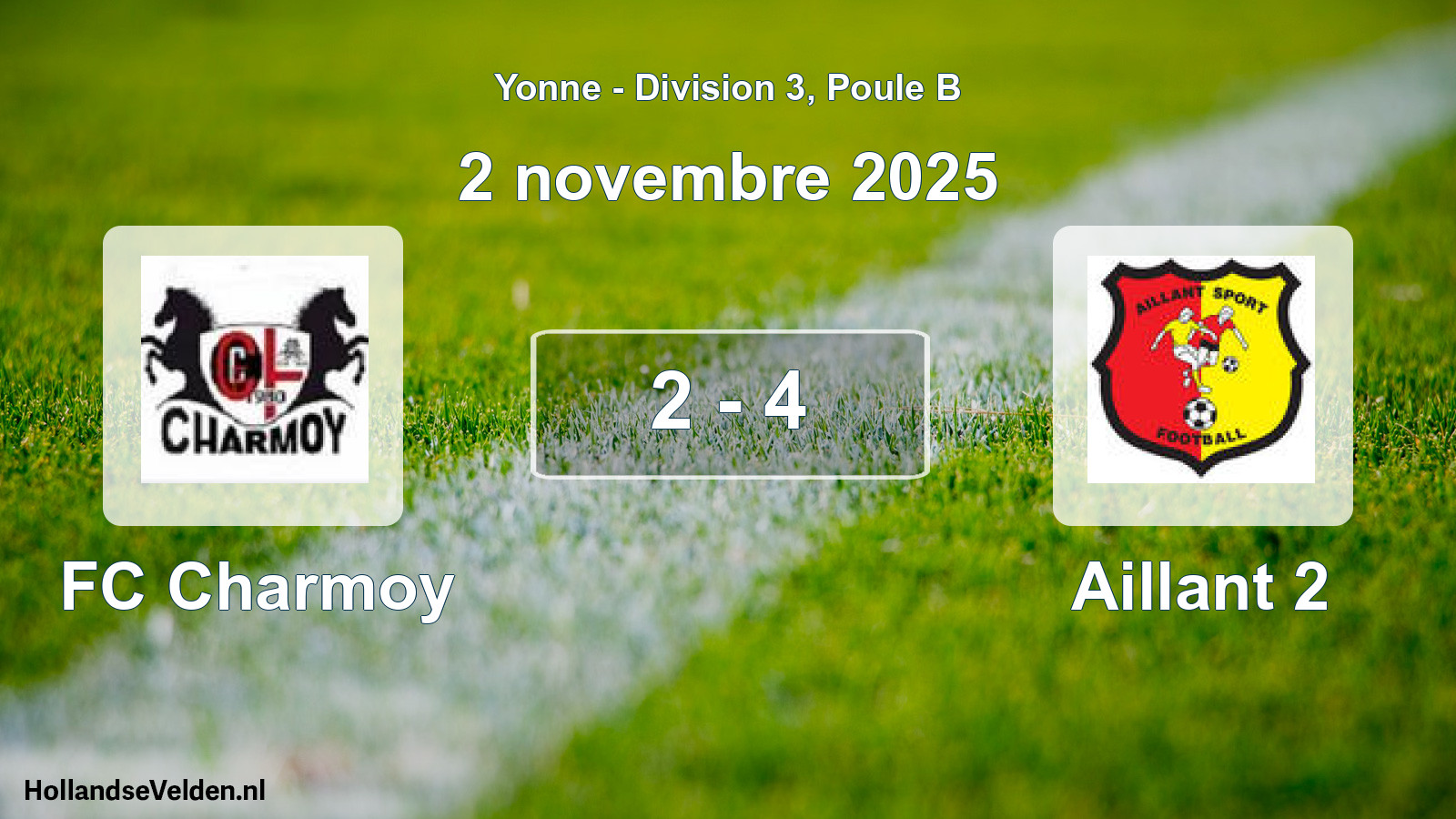 Match joué: FC Charmoy - Aillant 2 2 - 4 (2 novembre 2025)