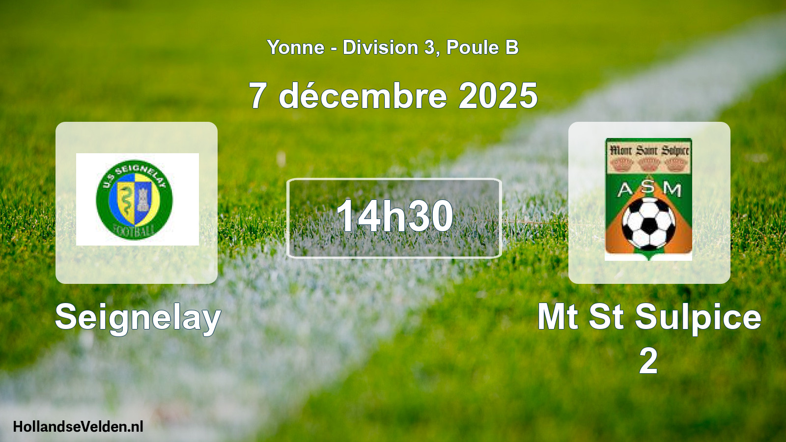 Match programmé: Seignelay - Mt St Sulpice 2 (7 décembre 2025)