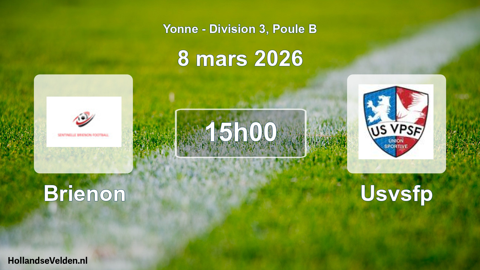 Match programmé: Brienon - Usvsfp (8 mars 2026)