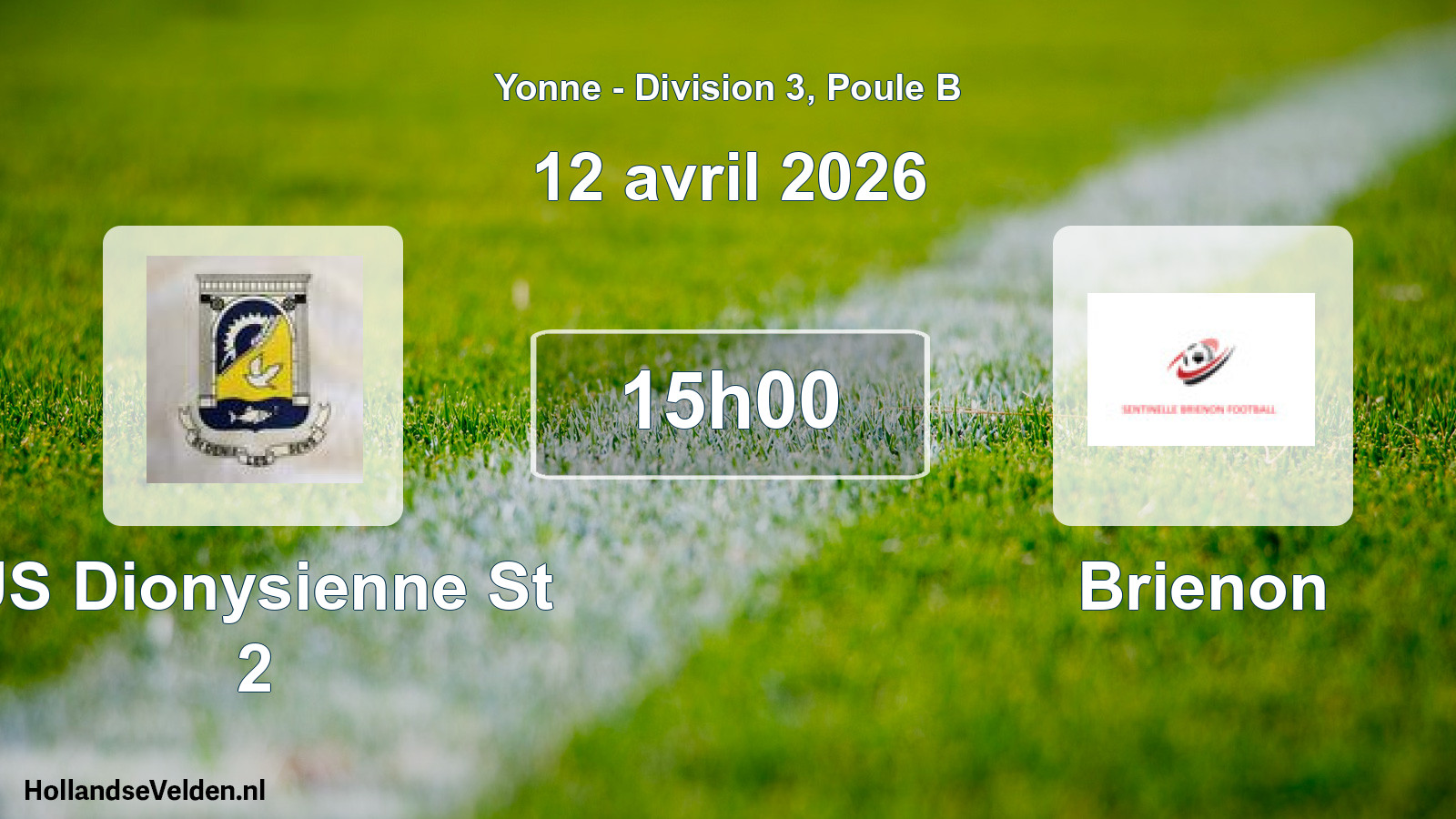 Match programmé: US Dionysienne St 2 - Brienon (12 avril 2026)