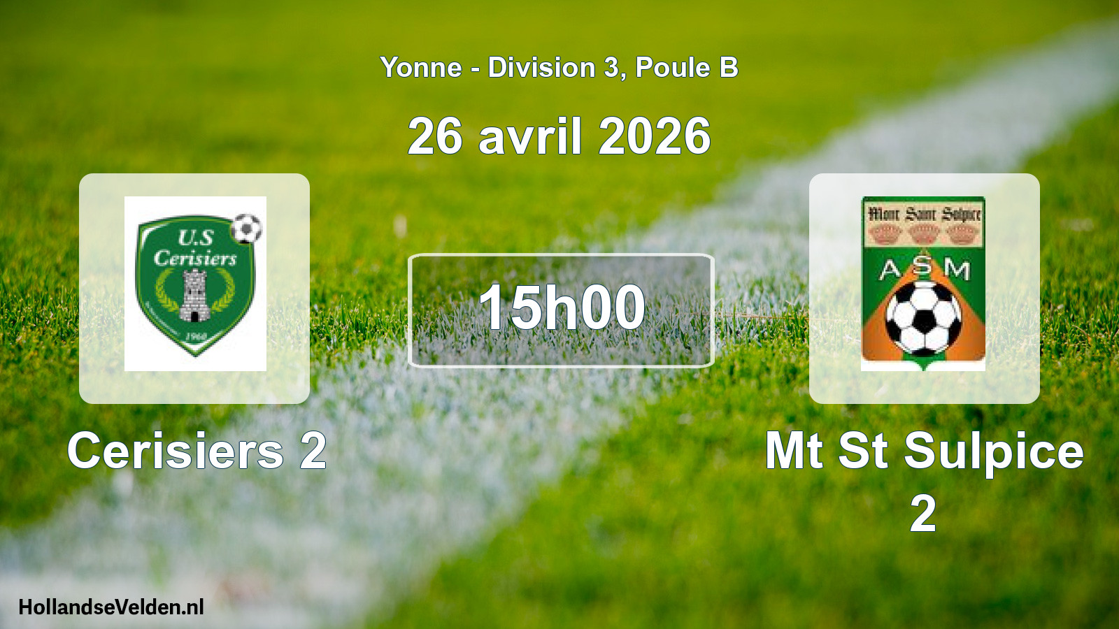Match programmé: Cerisiers 2 - Mt St Sulpice 2 (26 avril 2026)