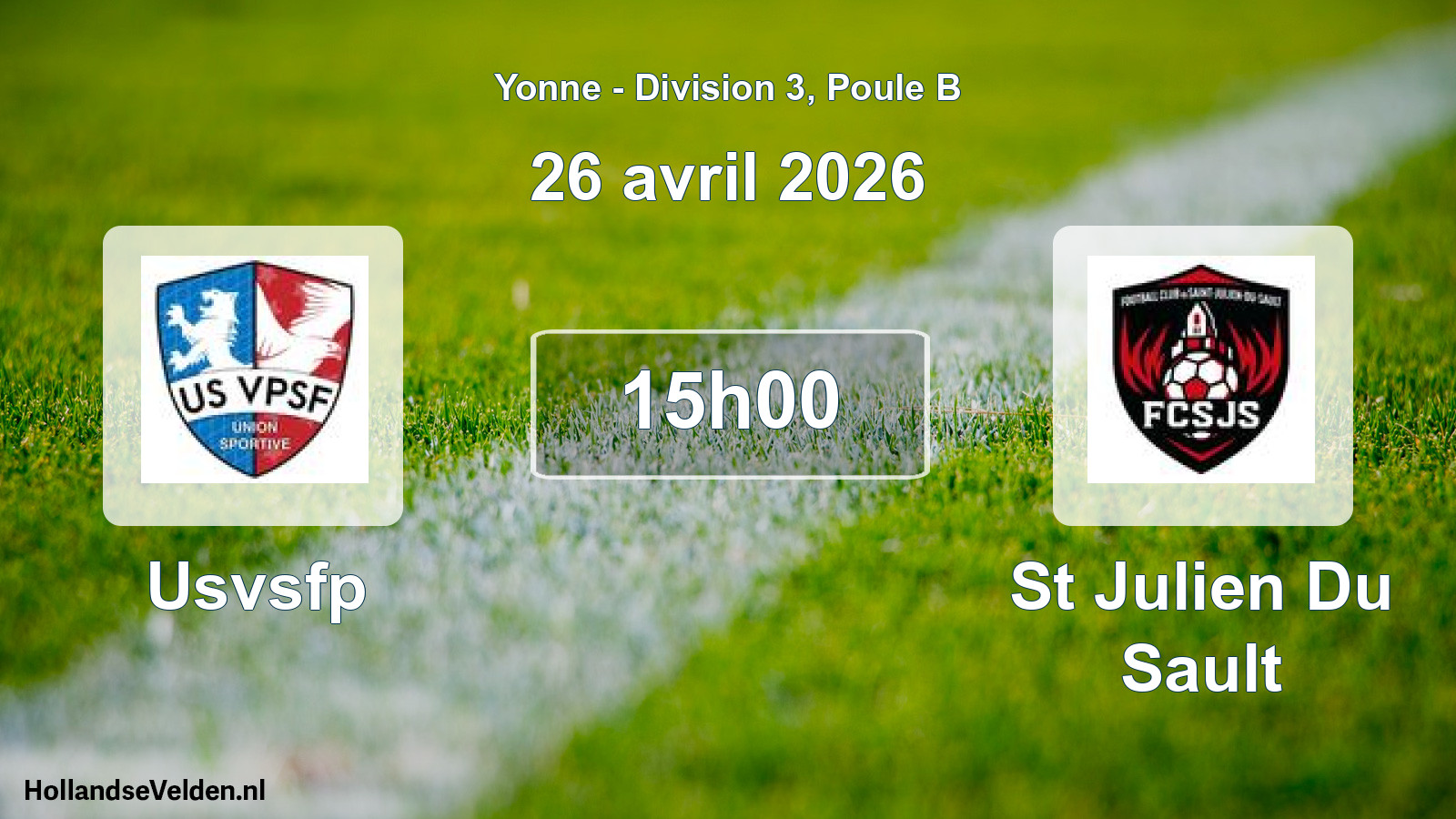 Match programmé: Usvsfp - St Julien Du Sault (26 avril 2026)