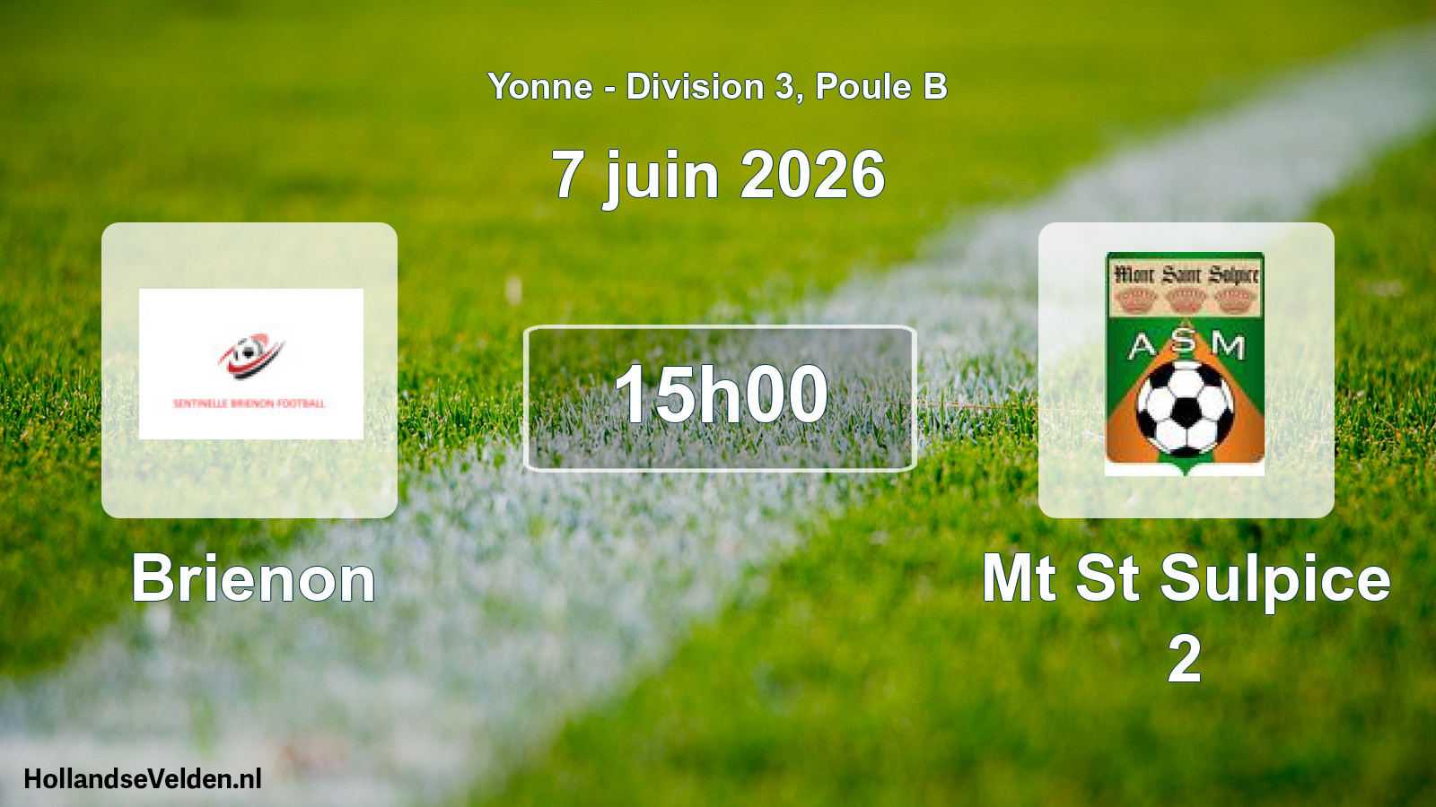 Geplande wedstrijd: Brienon - Mt St Sulpice 2 (7 juni 2026)