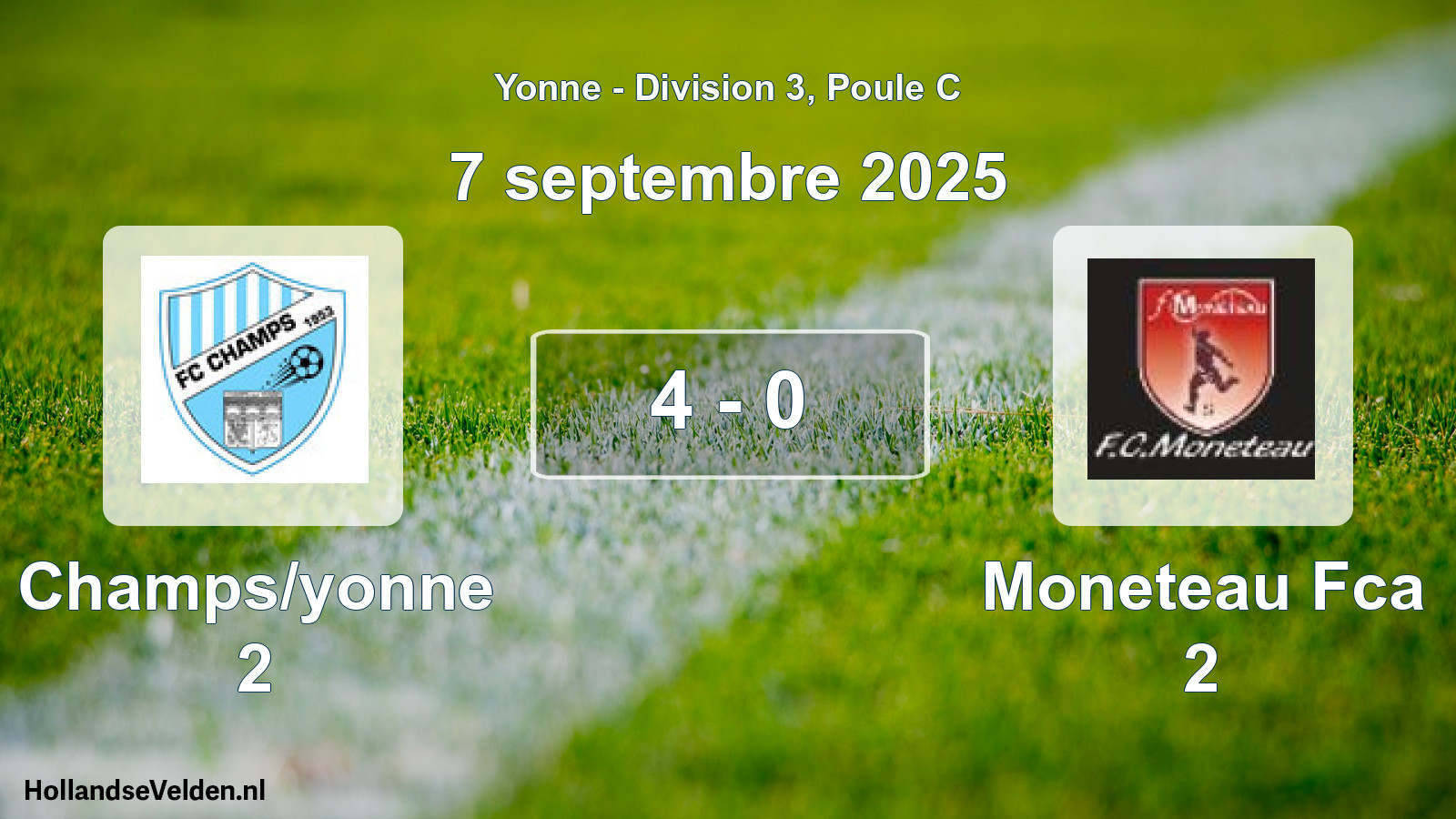 Gespeelde wedstrijd: Champs/yonne 2 - Moneteau Fca 2 4 - 0 (7 september 2025)