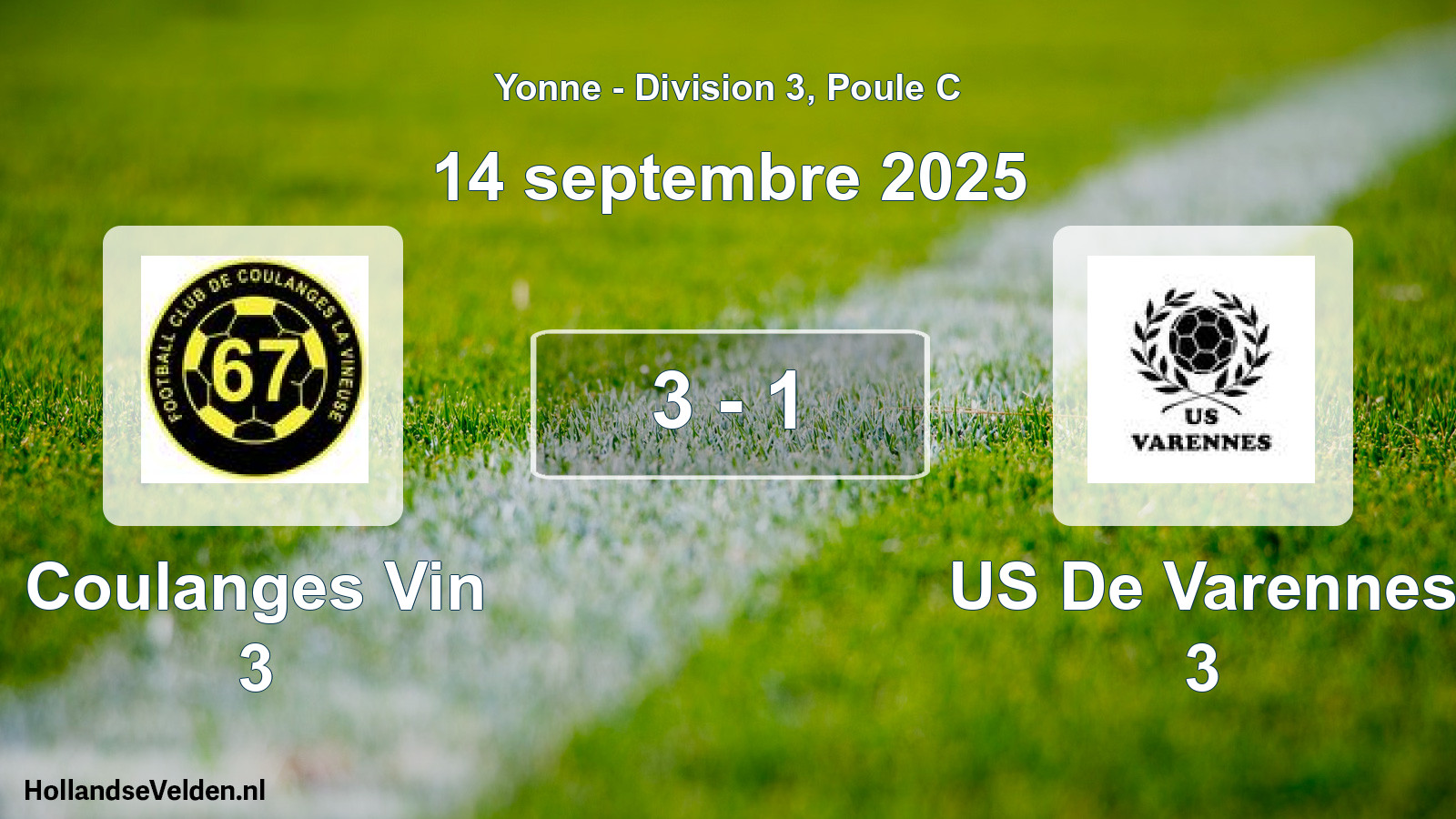 Gespeelde wedstrijd: Coulanges Vin 3 - US De Varennes 3 3 - 1 (14 september 2025)