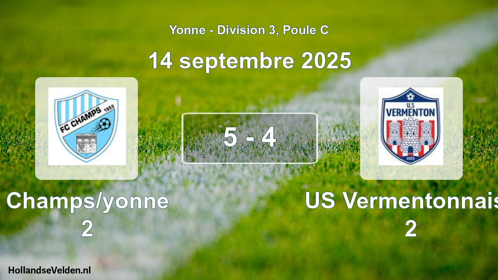 Match joué: Champs/yonne 2 - US Vermentonnaise 2 5 - 4 (14 septembre 2025)