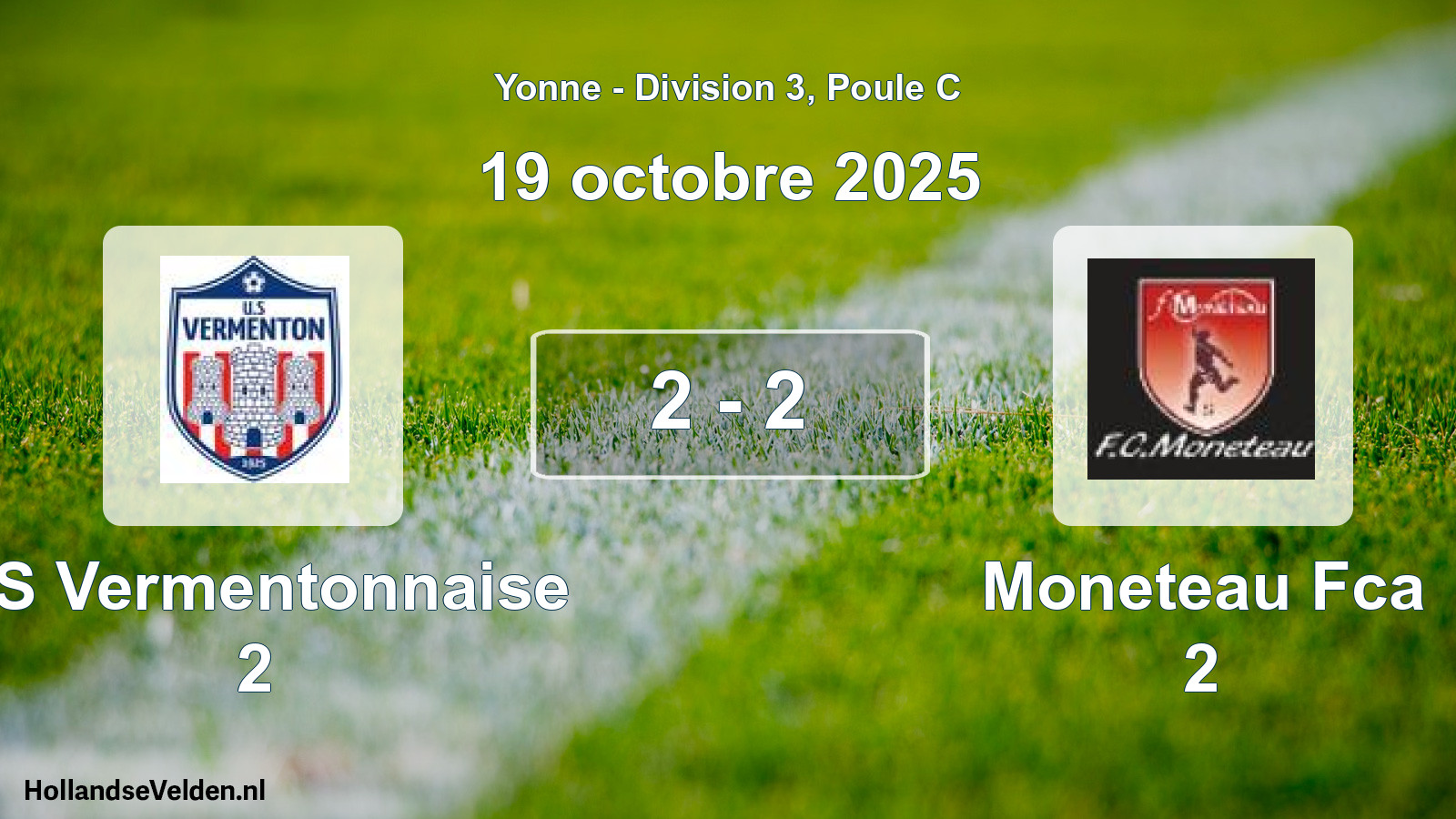 Match joué: US Vermentonnaise 2 - Moneteau Fca 2 2 - 2 (19 octobre 2025)