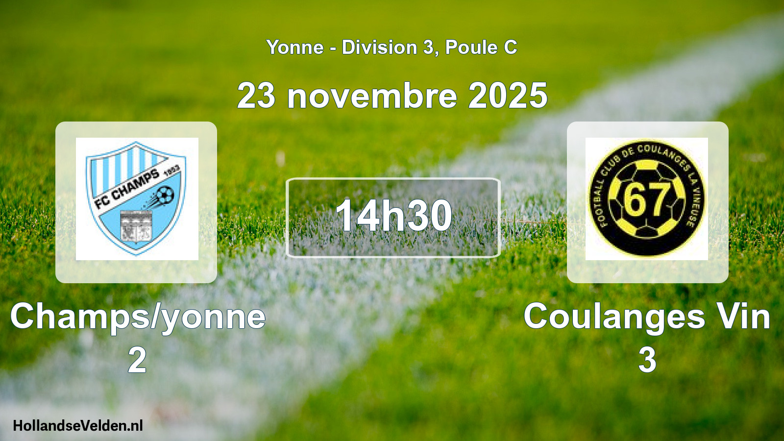 Match programmé: Champs/yonne 2 - Coulanges Vin 3 (23 novembre 2025)