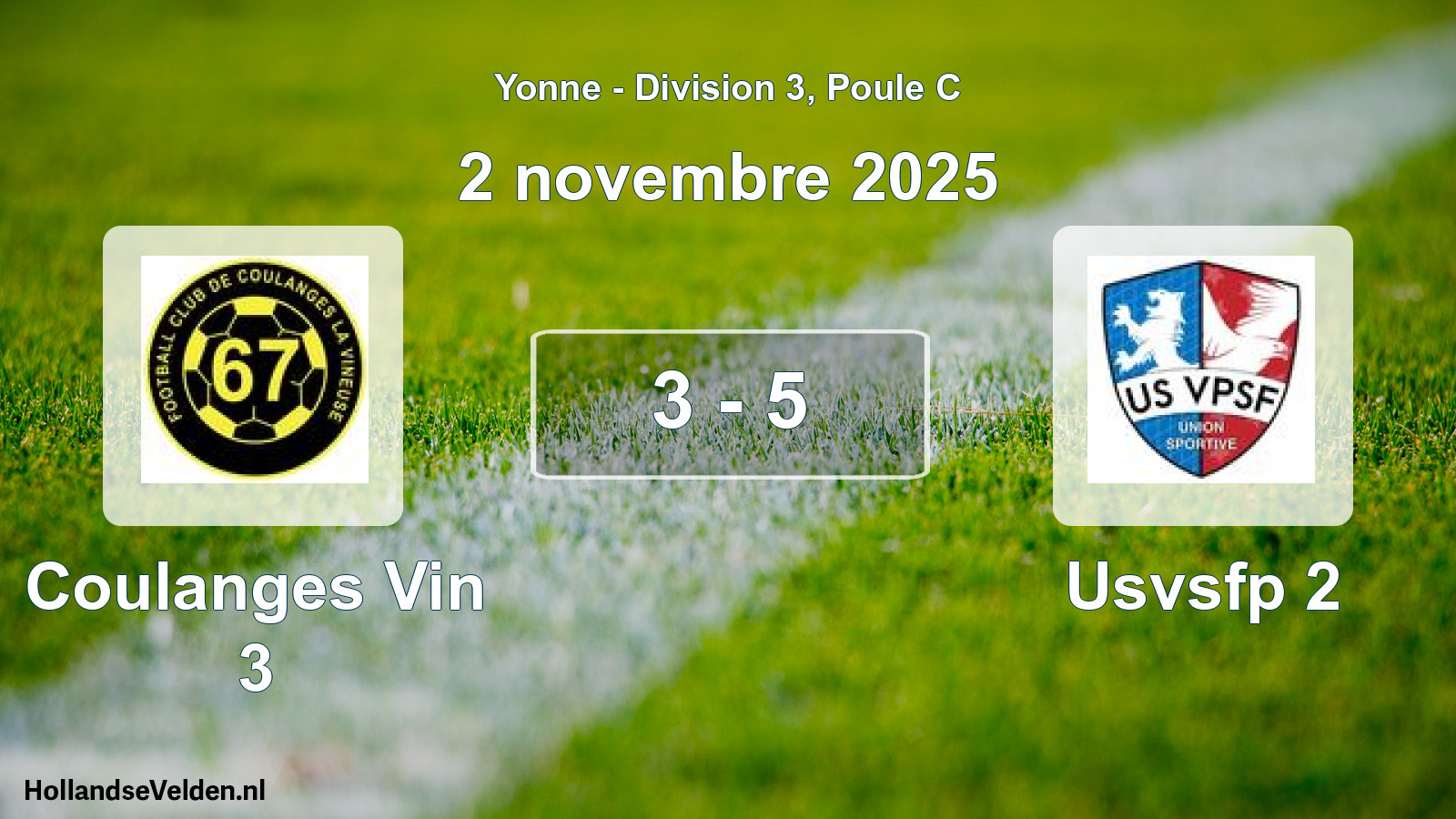 Match joué: Coulanges Vin 3 - Usvsfp 2 3 - 5 (2 novembre 2025)