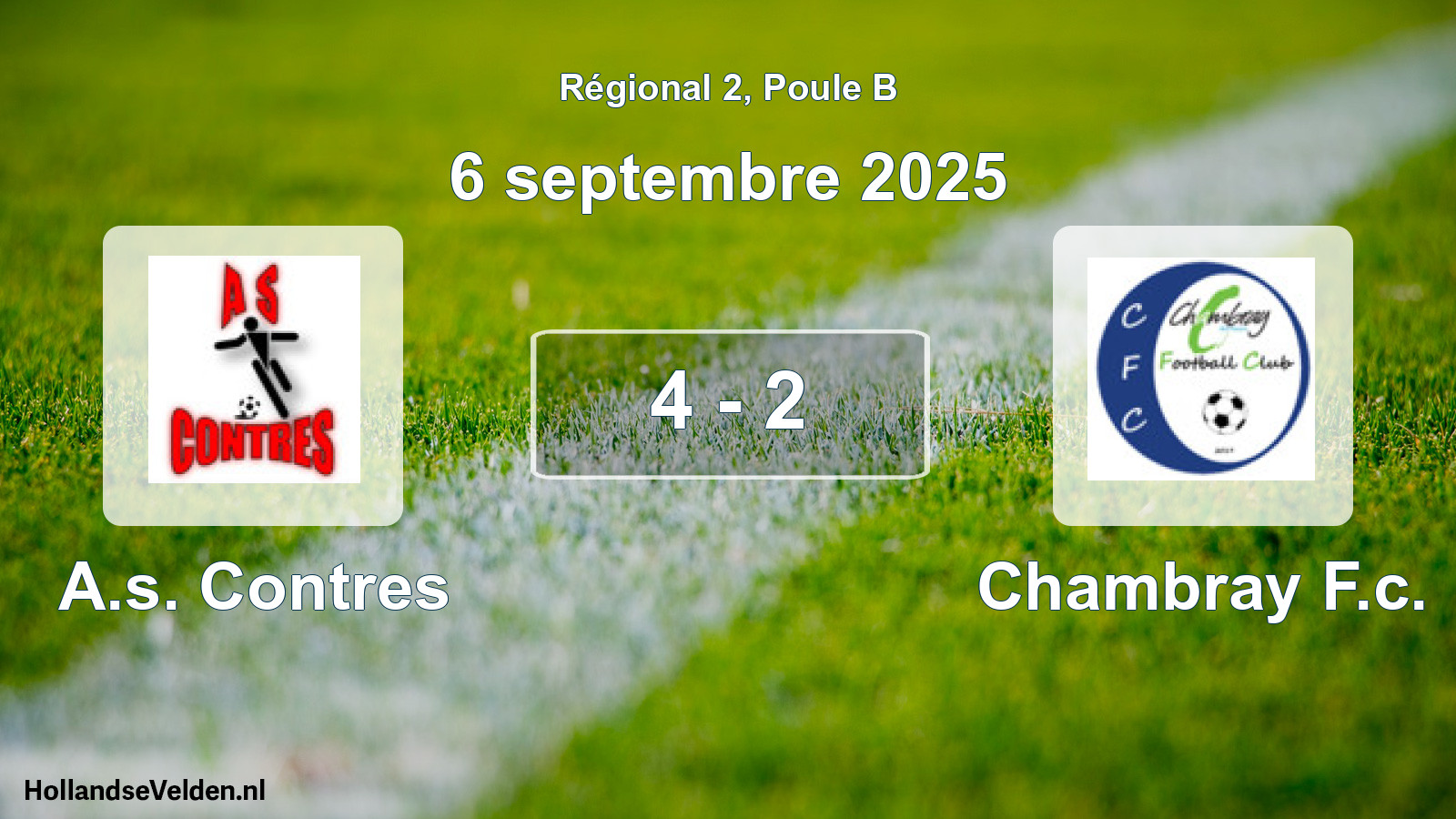 Gespeelde wedstrijd: A.s. Contres - Chambray F.c. 4 - 2 (6 september 2025)