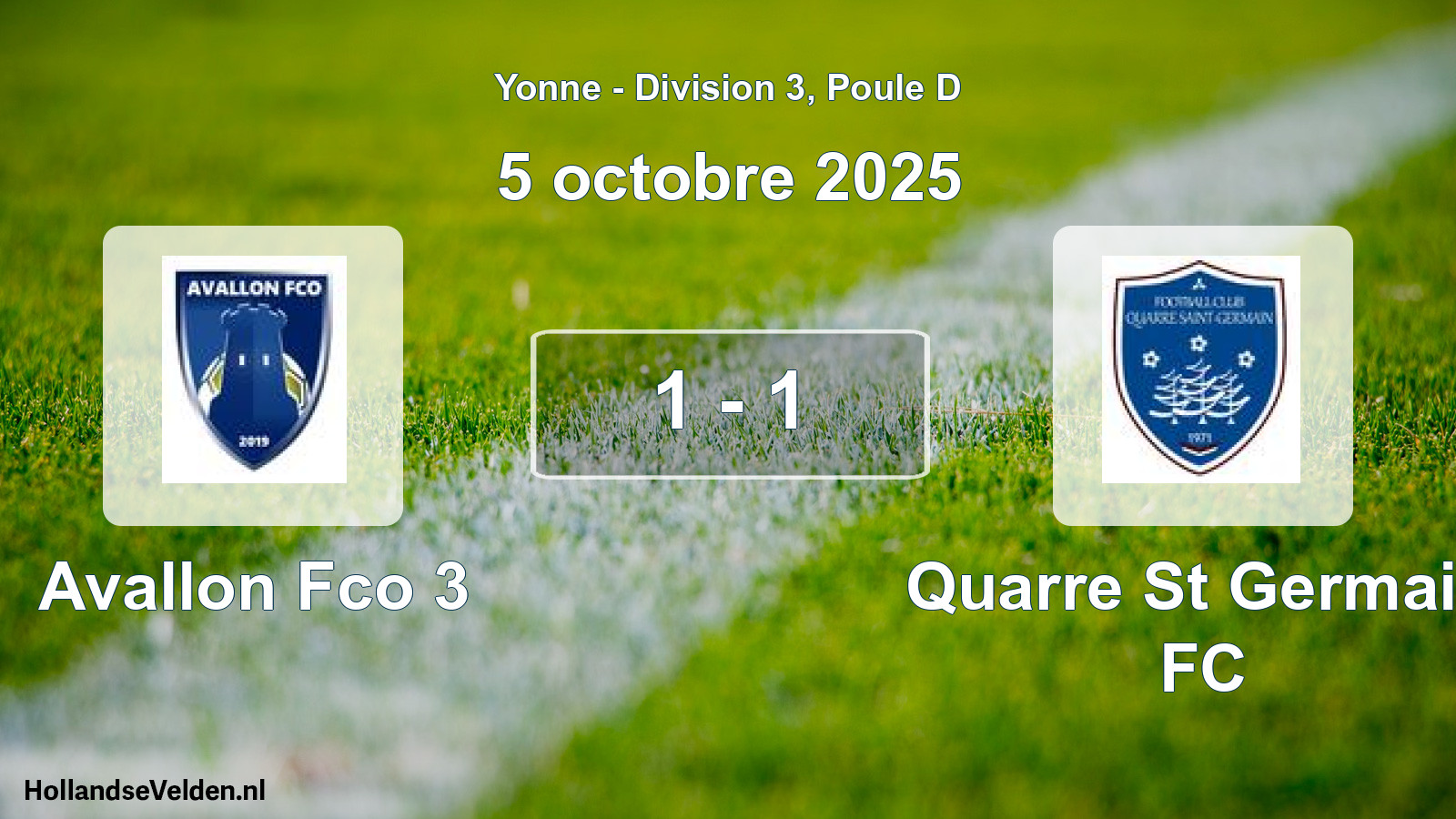 Total number of matches played: Avallon Fco 3 - Quarre St Germain FC 1 - 1 (5 October 2025)