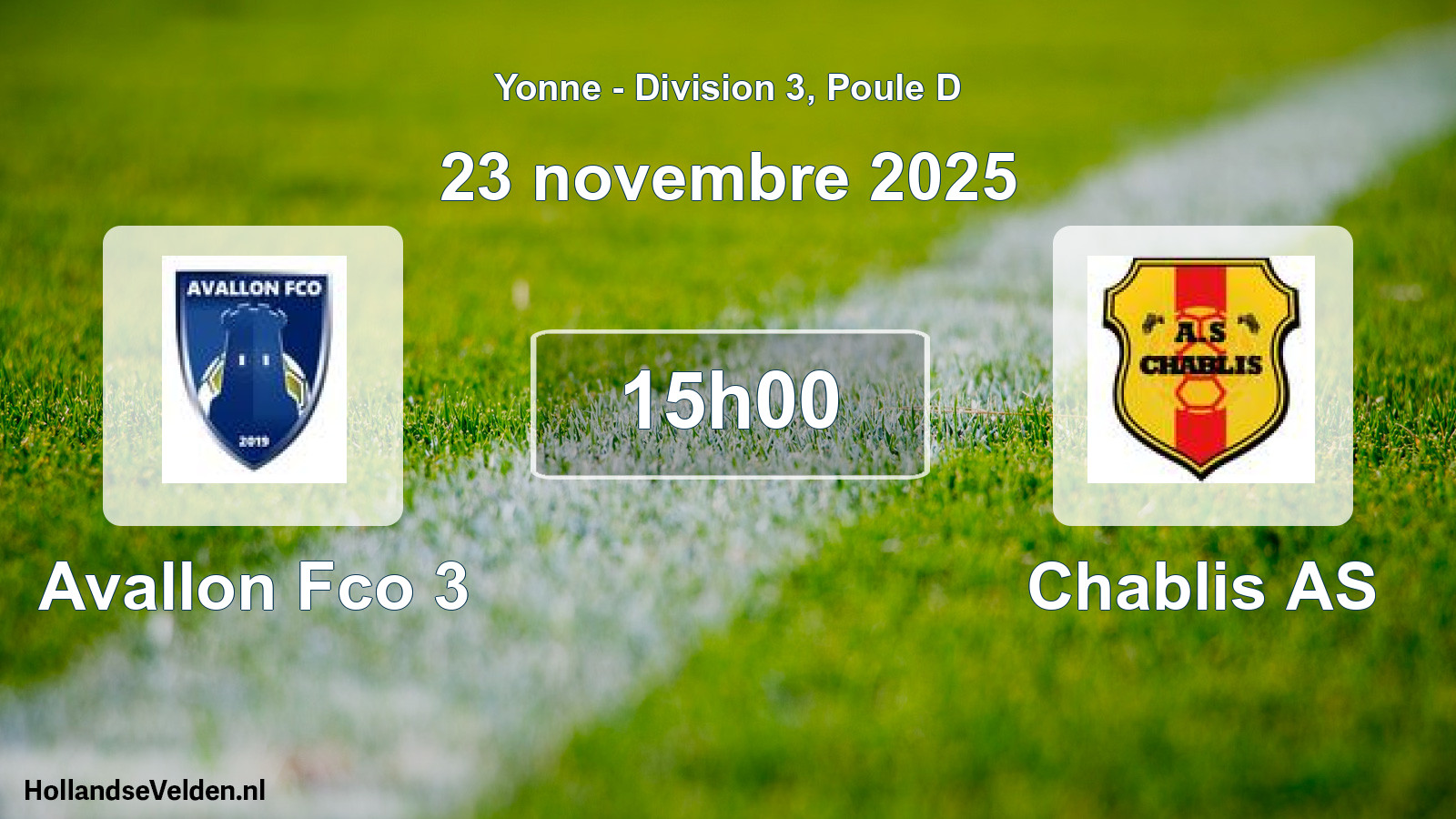 Match programmé: Avallon Fco 3 - Chablis AS (23 novembre 2025)