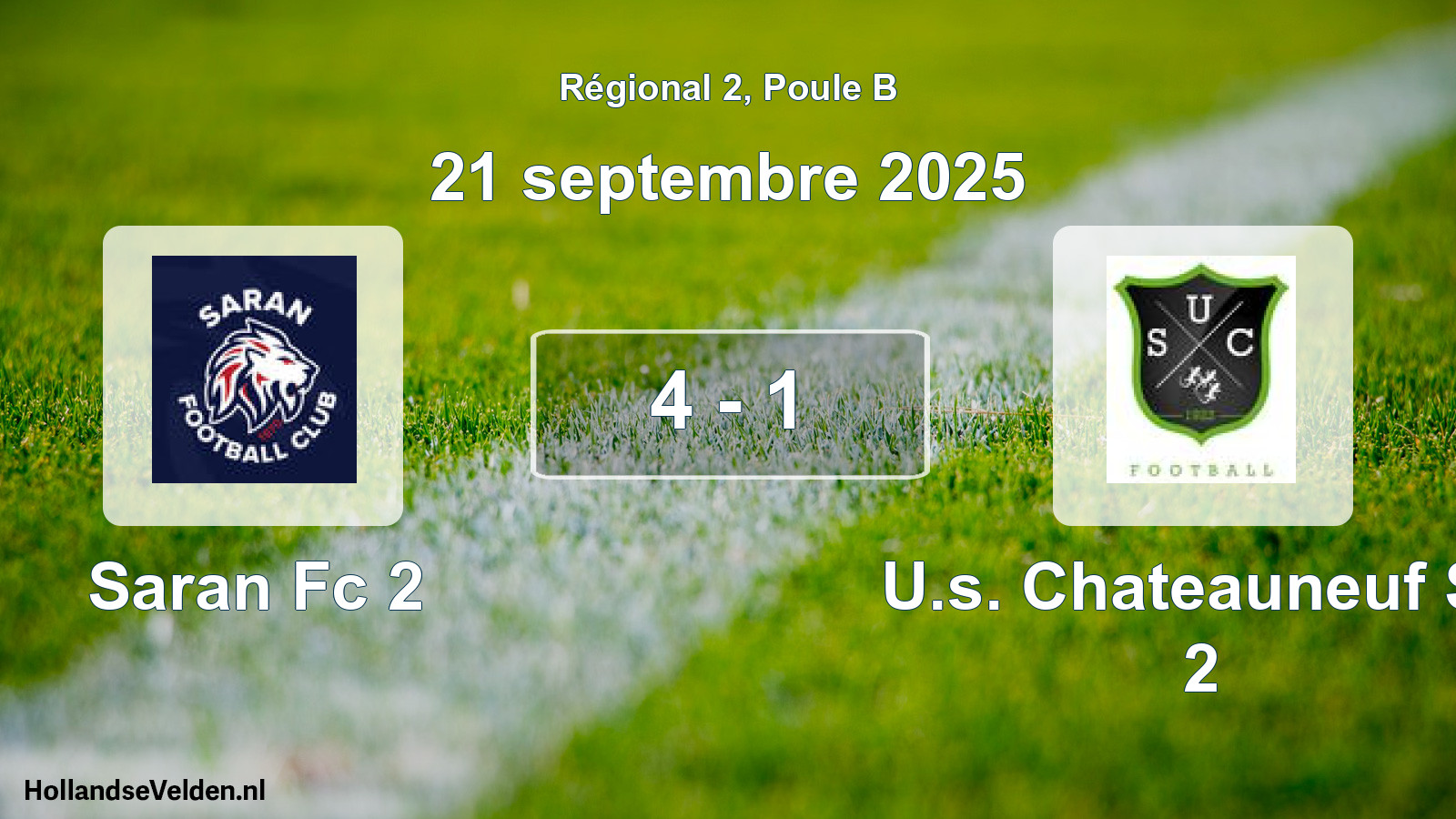 Gespeelde wedstrijd: Saran Fc 2 - U.s. Chateauneuf S/l 2 4 - 1 (21 septembre 2025)