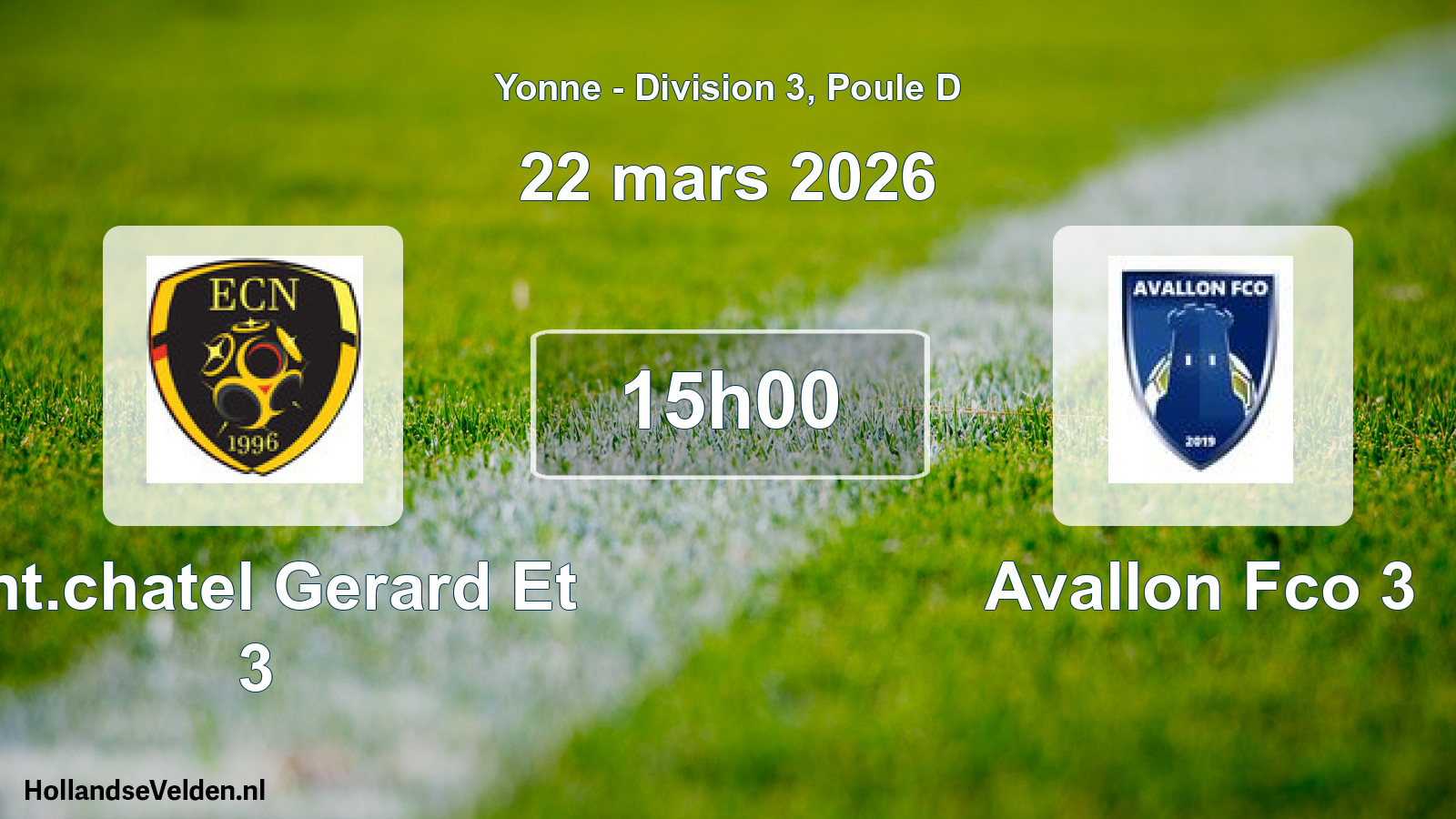 Match programmé: Ent.chatel Gerard Et 3 - Avallon Fco 3 (22 mars 2026)