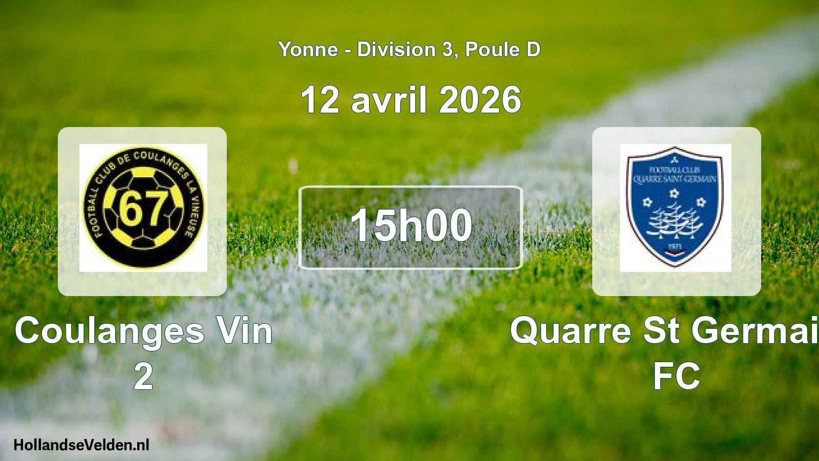 Scheduled Match: Coulanges Vin 2 - Quarre St Germain FC (12 April 2026)