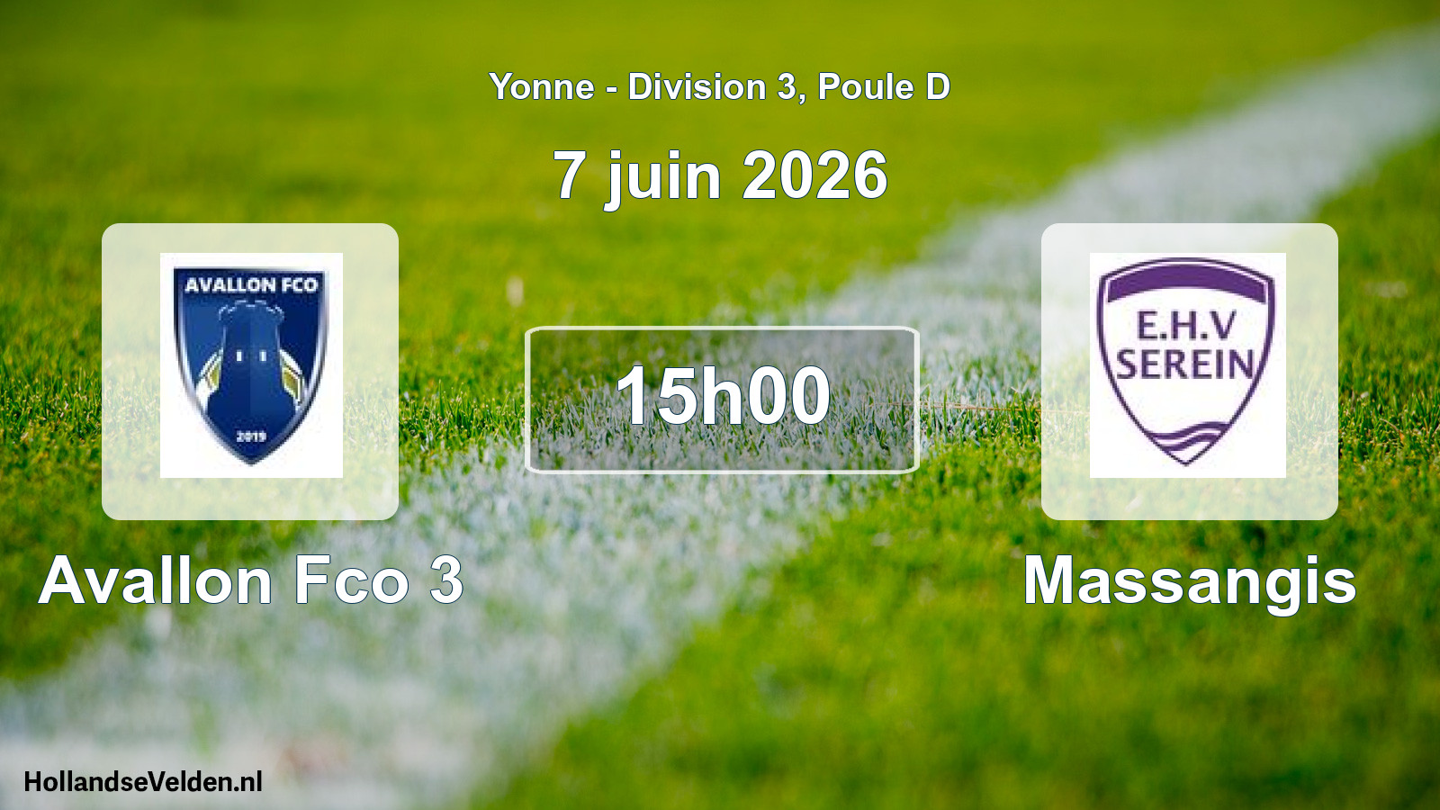 Match programmé: Avallon Fco 3 - Massangis (7 juin 2026)