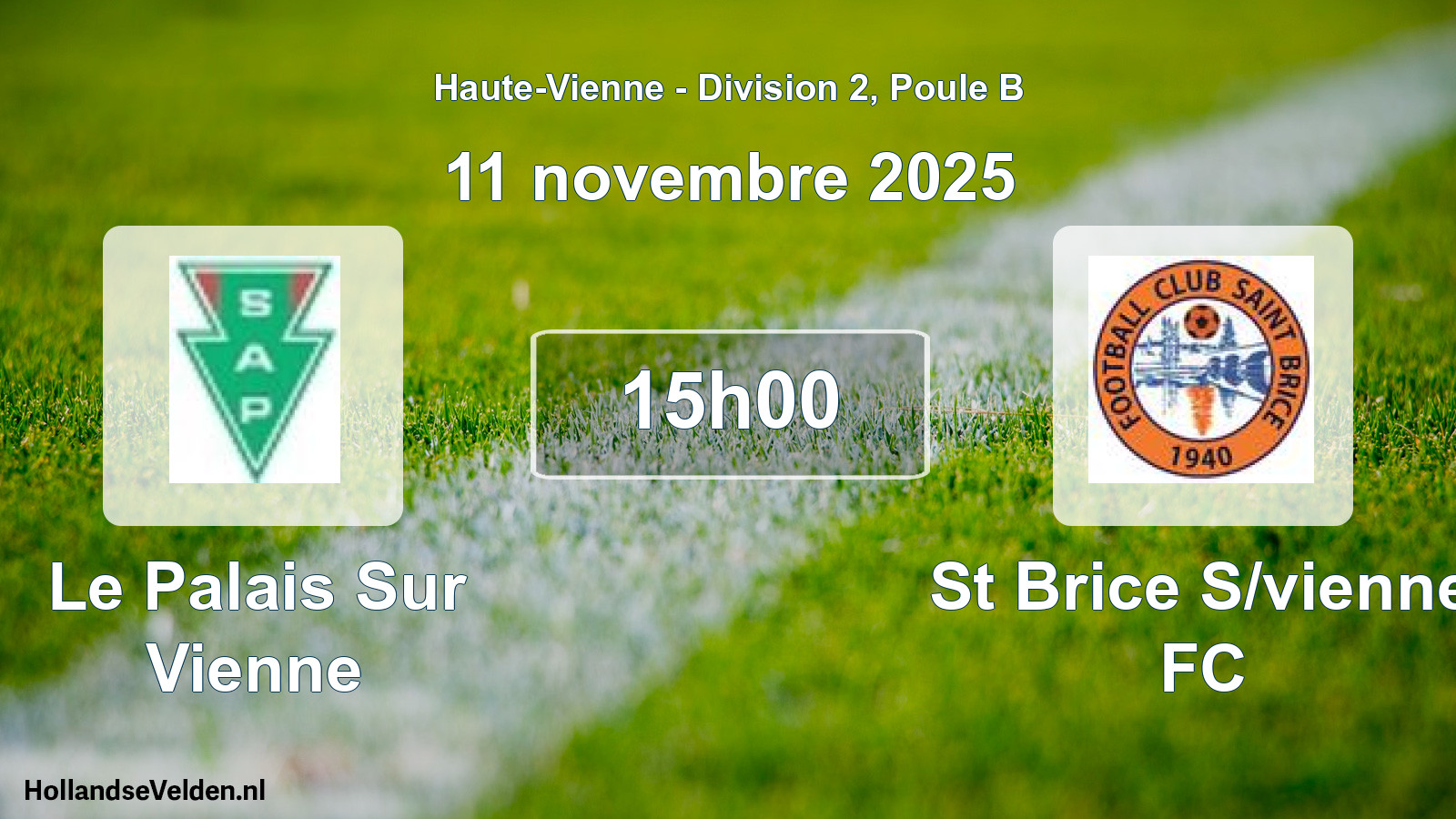 Match programmé: Le Palais Sur Vienne - St Brice S/vienne FC (11 novembre 2025)