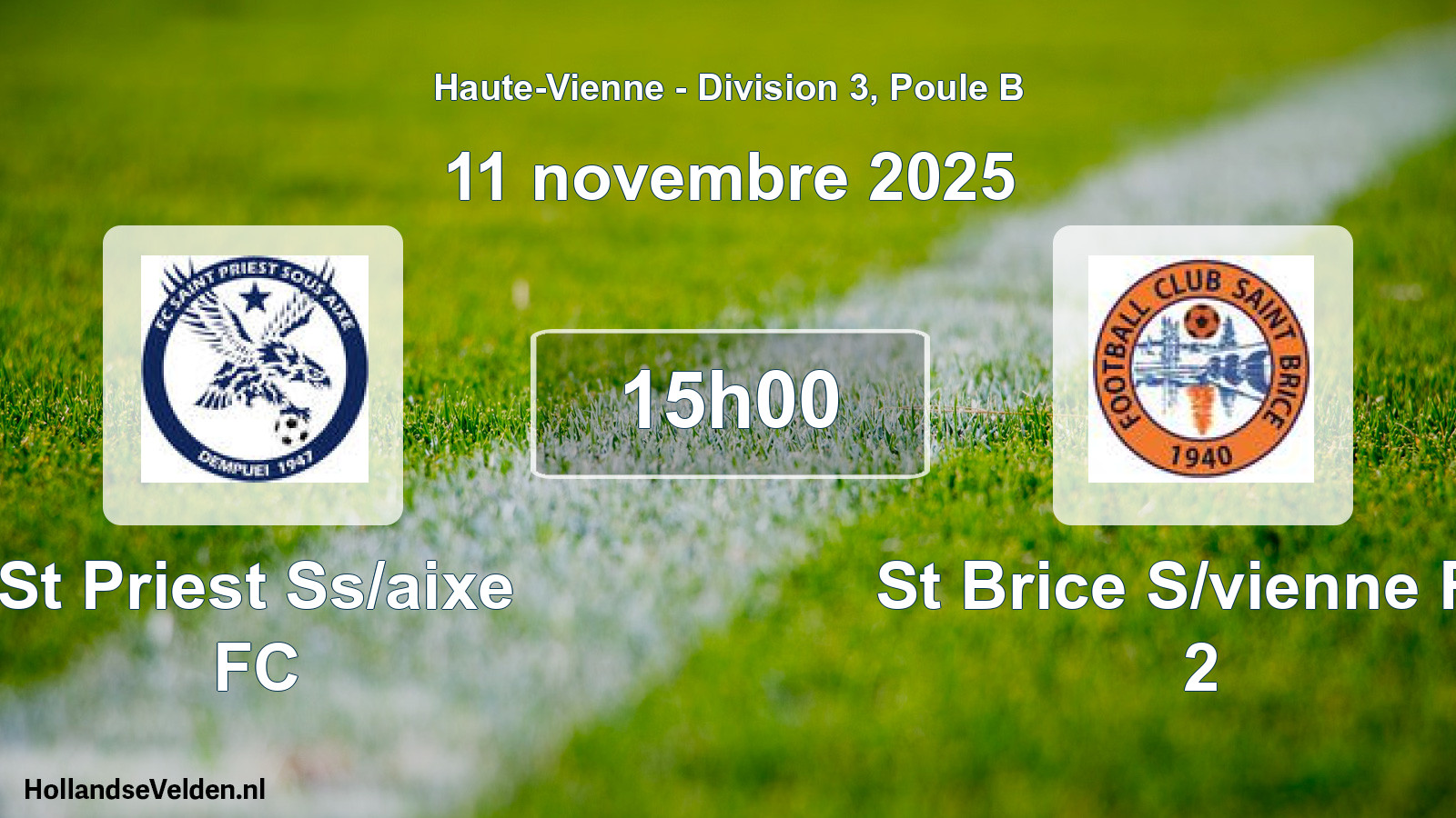 Match programmé: St Priest Ss/aixe FC - St Brice S/vienne FC 2 (11 novembre 2025)